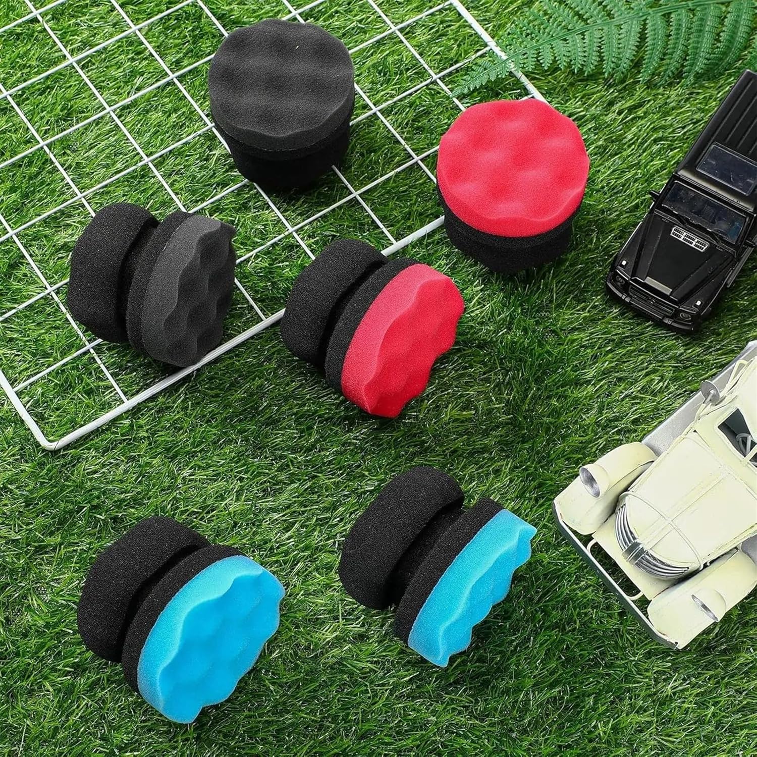 Car Polishing Sponge Hand-held Hexagonal Waxing Sponges High Density Foam Sponge 1Pcs(Planar red)