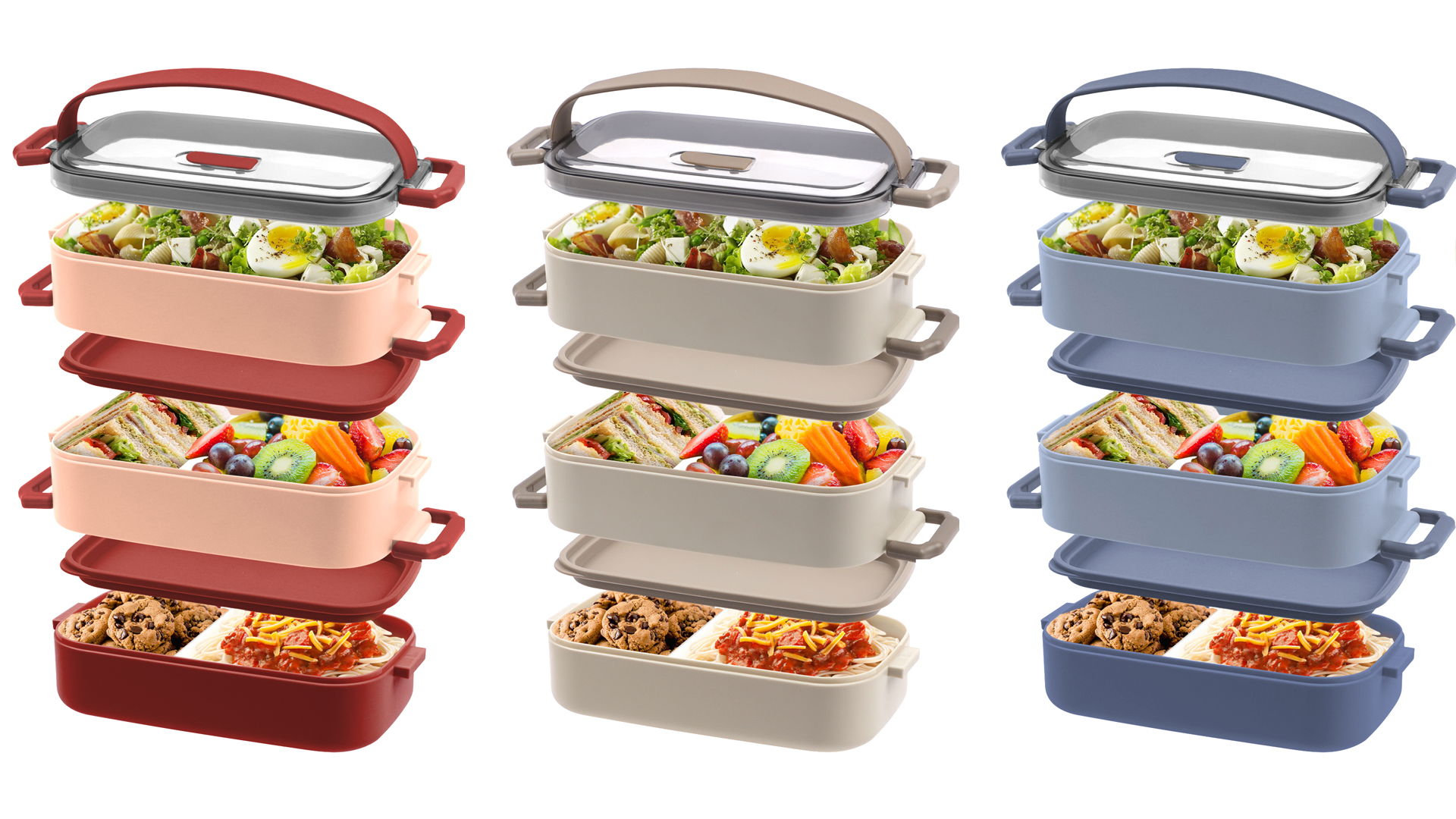 Lunch Box 3 Strati 2200ml - Portapranzo Impermeabile Con Posate Per Ufficio E Scuola - Foto 6