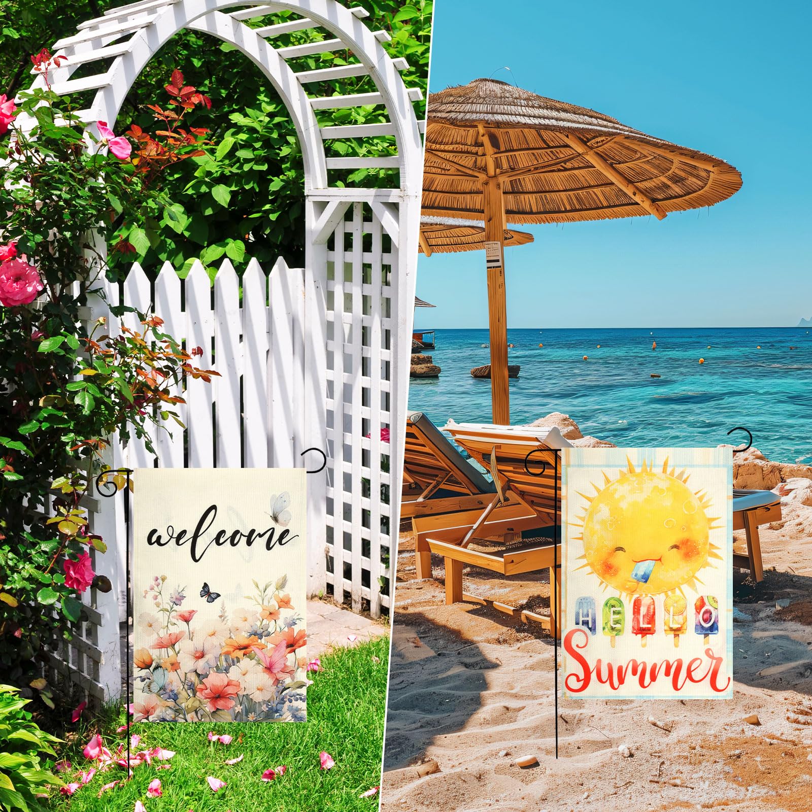 Gartenflagge Erdbeere – 32,5x45,7cm, Doppelseitig, Wetterfest, Für Ständer