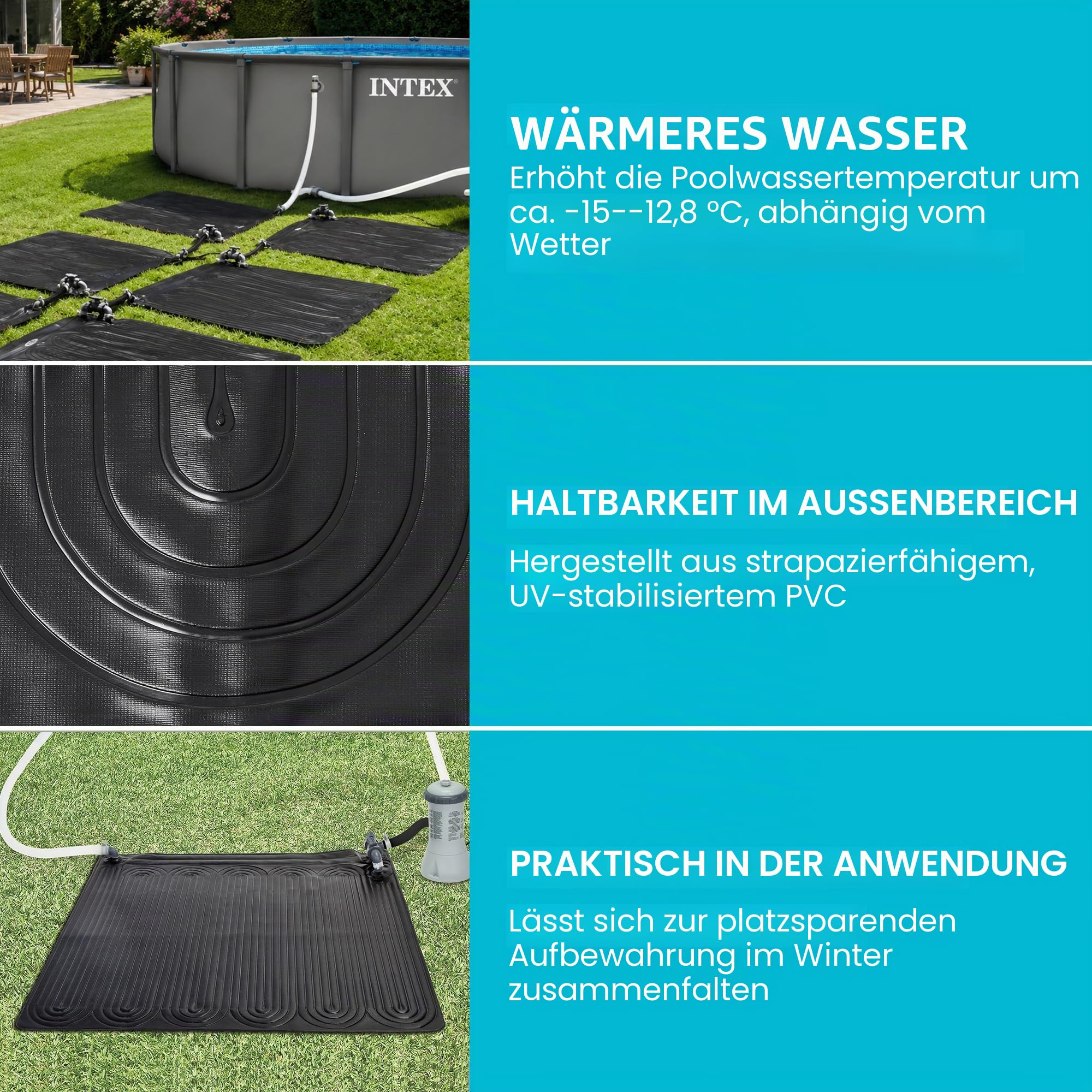 Intex Solarheizungsmatte für oberirdische Schwimmbecken, 119,4 x 119,4 cm