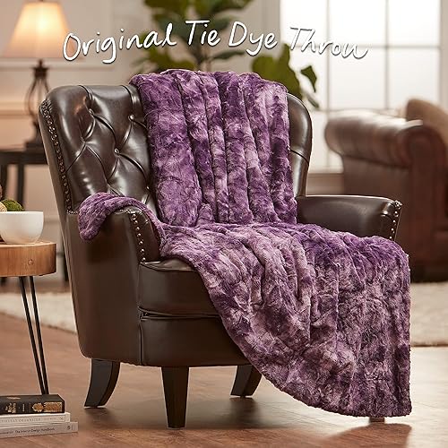 Miniatura 8 de Chanasya - Manta de piel sintética de piel sintética acogedora y mullida con estampado de variaciones de color Manta de tiro de microfibra de piel