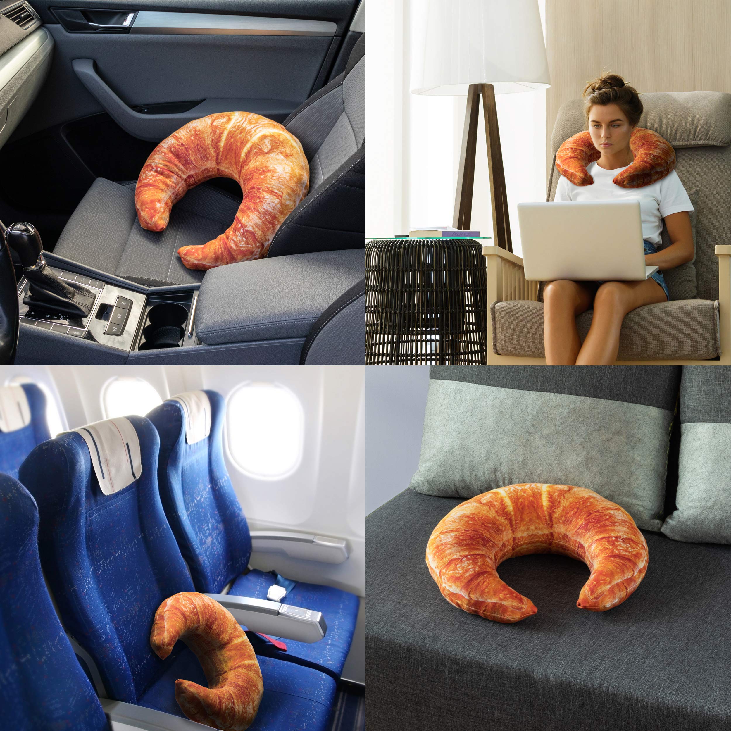 Froster Heated Croissant - Giant Pillow, with Cherry Stone Heat Bag, Travel Neck Pillow, Huggable Cushion - Image 4