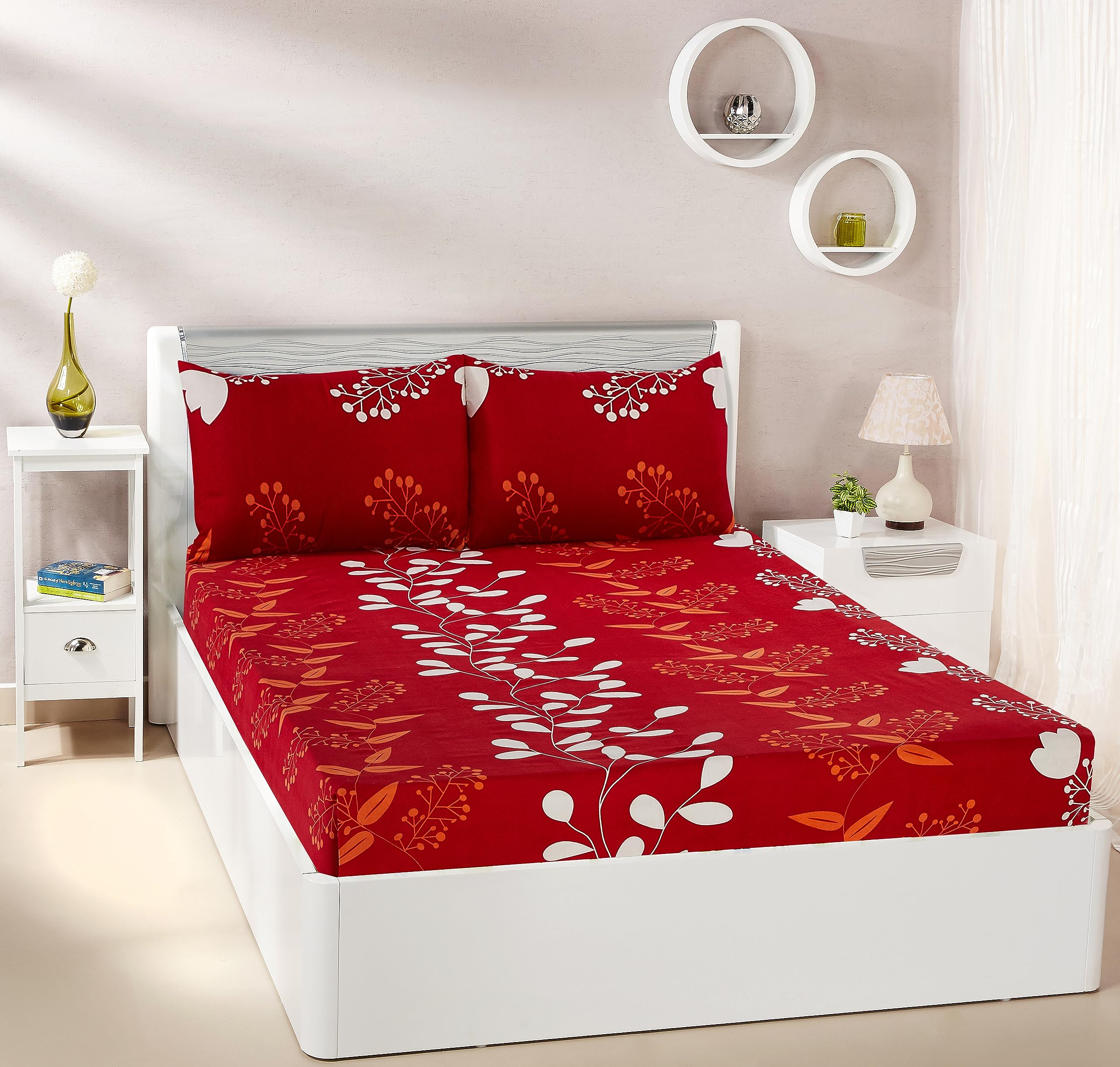 See full amazon price history chart for Amazon Brand - Solimo Ruby Foliage Double Bedsheet with 2 Pillow Covers, 95 GSM, 144 Tc, Polyester Amazon Brand - Solimo Ruby Foliage Double Bedsheet with 2 Pillow Covers, 95 GSM, 144 Tc, Polyester (B0CCDC1GD7) Amazon Price History, Amazon Price Tracker