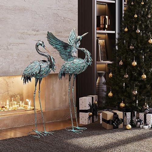 Miniatura 7 de Estatuas de Jardín Esculturas Grandes de Grúa de Metal, Estatua de Metal de Garza al Aire Libre Arte de Patio para Decoración de Jardín, Arte