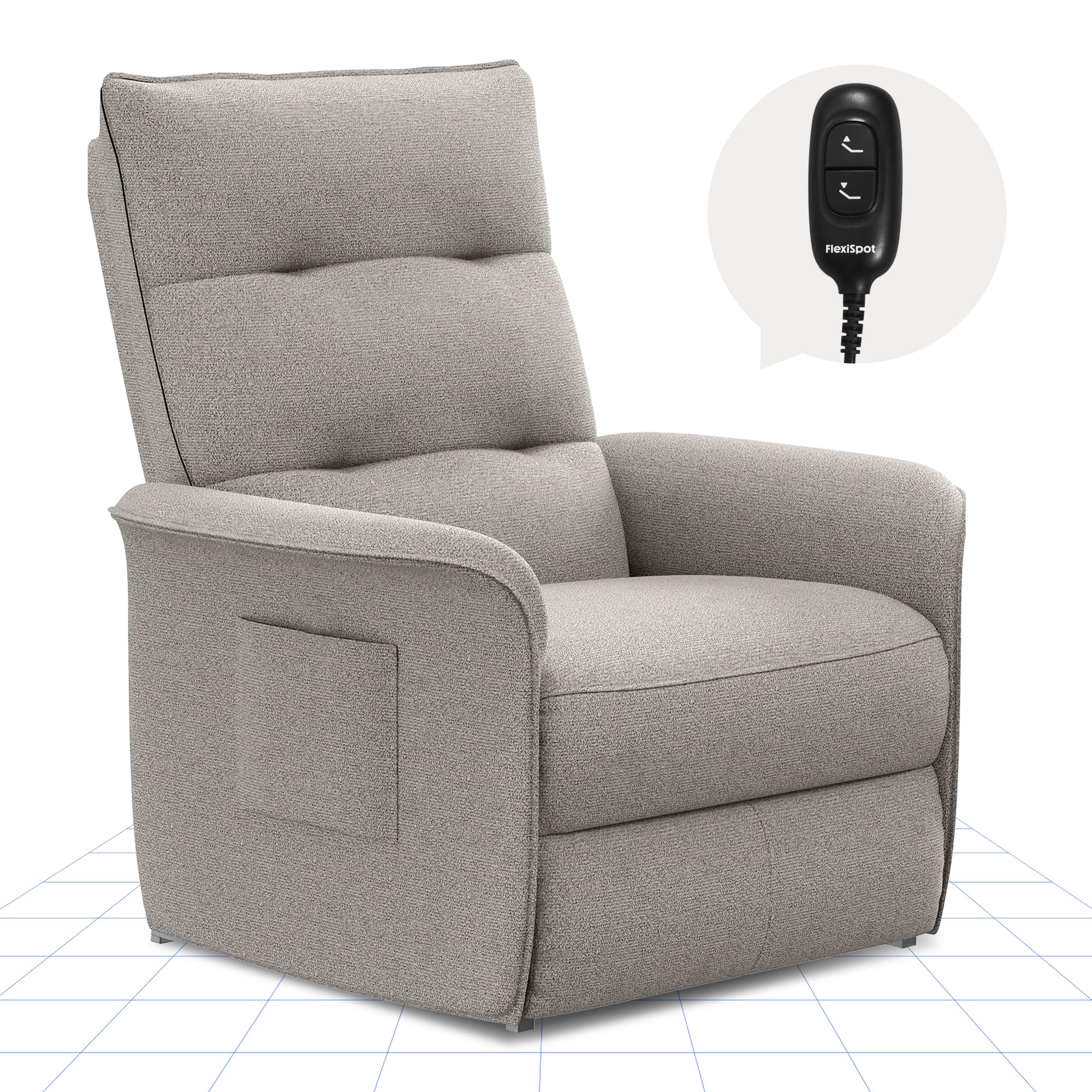 FLEXISPOT Poltrona Relax Elettrica con Schienale Regolabile - Poltrona TV Regolabile con Funzione Recliner, Schienale Regolabile da 125° a 160° – Poltrona Relax Ergonomica Color Grigio Chiaro