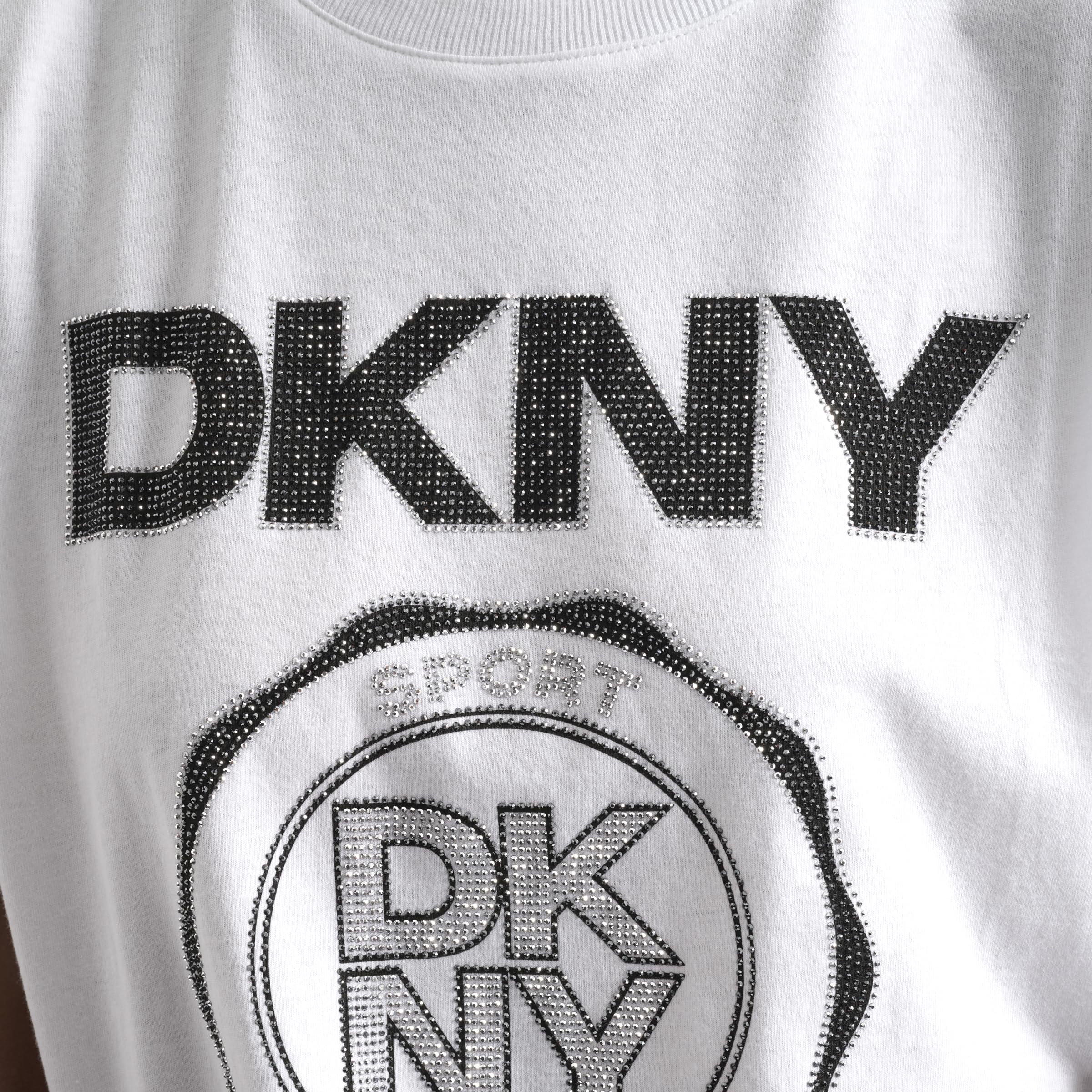 DKNY Short Sleeve Crew Neck Logo T-Shirt T-Shirt à Manches Courtes et col Rond avec Logo Femme (Lot de 1)