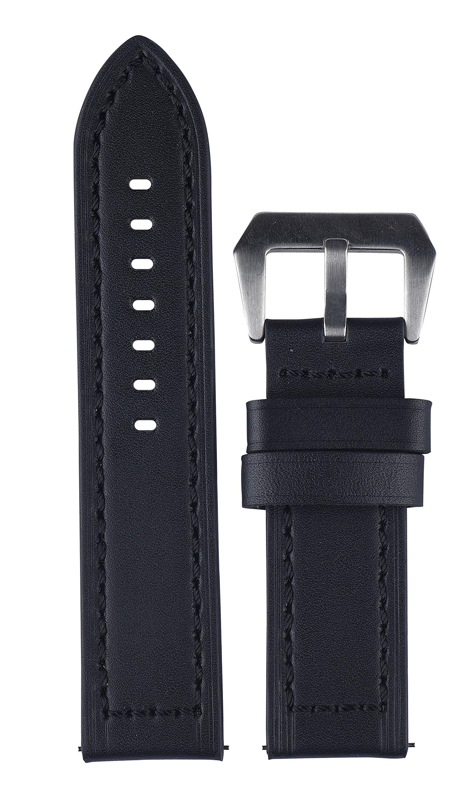 EXOR 24MM LEATHER WATCH STRAPS CASTORO M BLACK Colour With CUT EDGE finish of Genuine watch Leather band (B08P7CJ281) Amazon Price History, Amazon Price Tracker