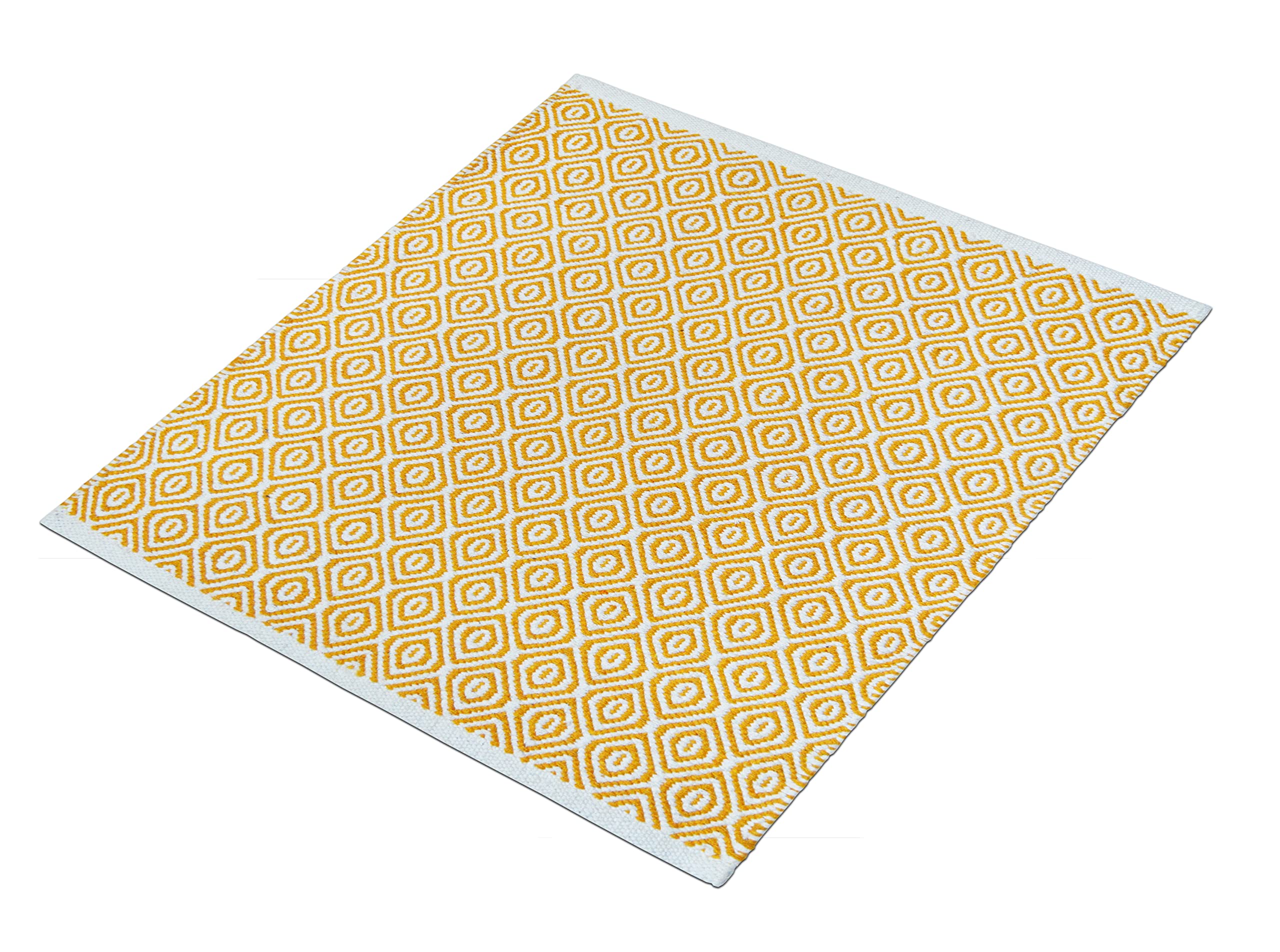 house of handmade™ Multipurpose Pooja Mat, Aasan Mat for Meditation, Formal Sitting Mats 100% Cotton Thick Square Puja Matt. Size - 70X70 cm Yellow
