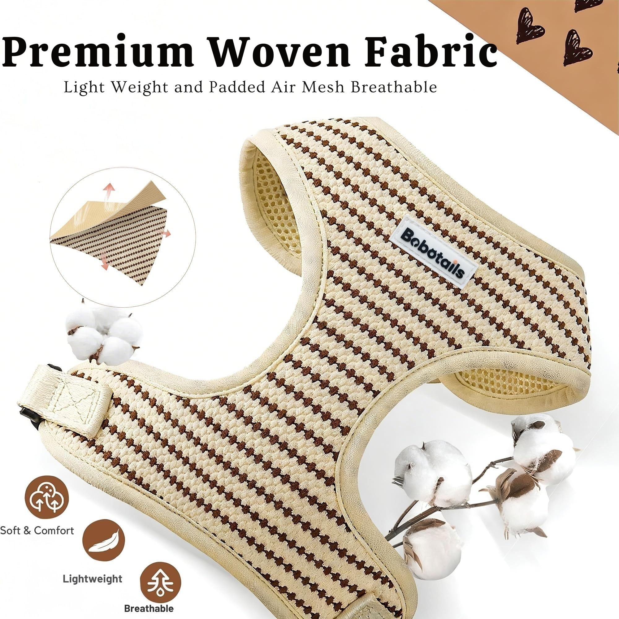 Arnés sin tirones para perros pequeños y medianos, chaleco ajustable con clip lateral, suave, transpirable, arneses de moda para caminar, correr, ir de compras (beige, XXS)