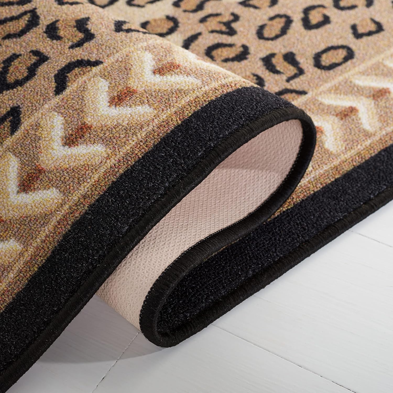 SAFAVIEH Washable Rug Journey Collection - 2'2" x 9', Beige & Black, Slip Resistant & Easy Cleaning, Ideal for Living Room, Hallway, Foyer, Nursery, Bedroom, Boys & Girls Room (JNY117B)