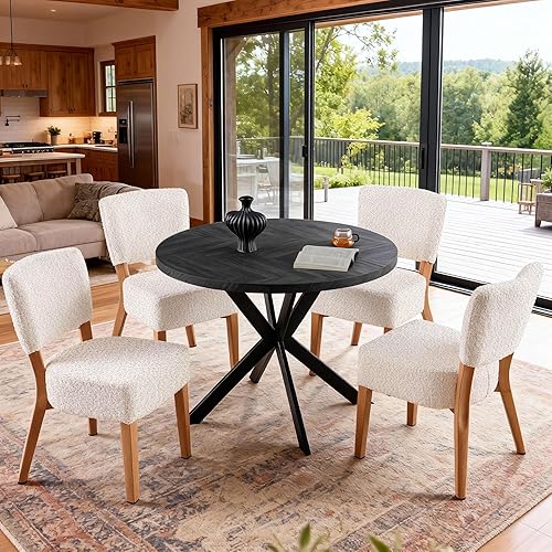 Miniatura 23 de Juego de 2 sillas de comedor apilables, sillas auxiliares de cocina tapizadas de tela moderna, silla de comedor moderna de mediados de siglo con