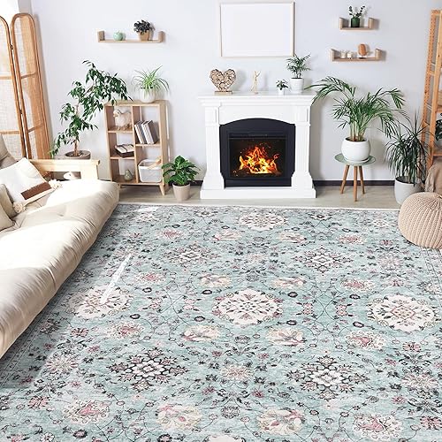 Mcadore Alfombras de área de 8 x 10 pies, alfombra bohemia lavable, antideslizante para sala de estar, dormitorio, cocina, alfombra suave de pelo