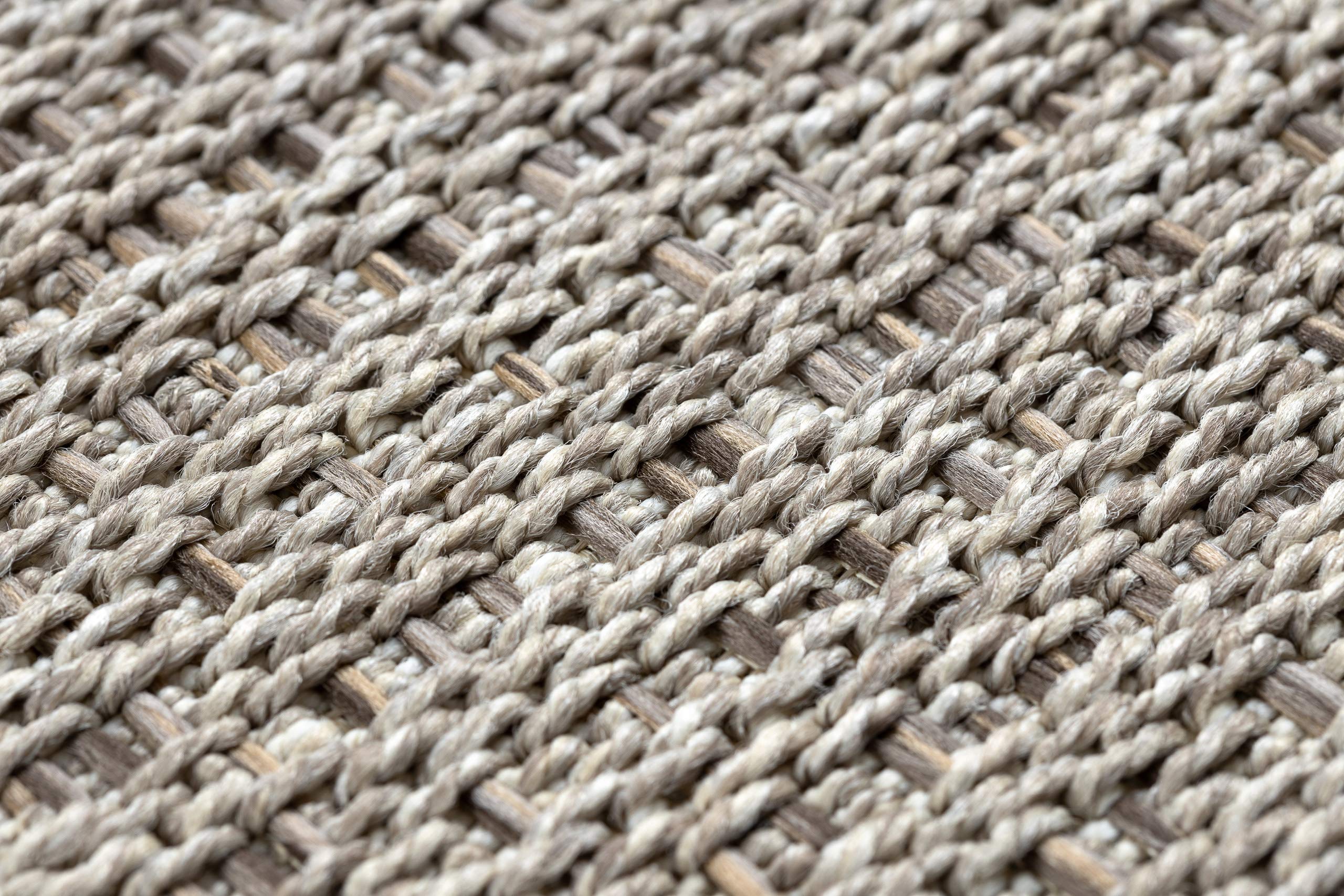 Tapis Moderne SISAL Boho Intérieur & Extérieur Tissage À Plat Haute qualité pour Chambre, Terrasse, Balcon, Cuisine, Beige 80x150 cm