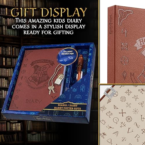 Miniatura 5 de Harry Potter Secret Diary  Papelería de Harry Potter con cuaderno con cerradura y bolígrafo mágico de tinta invisible, divertido juego de papelería,