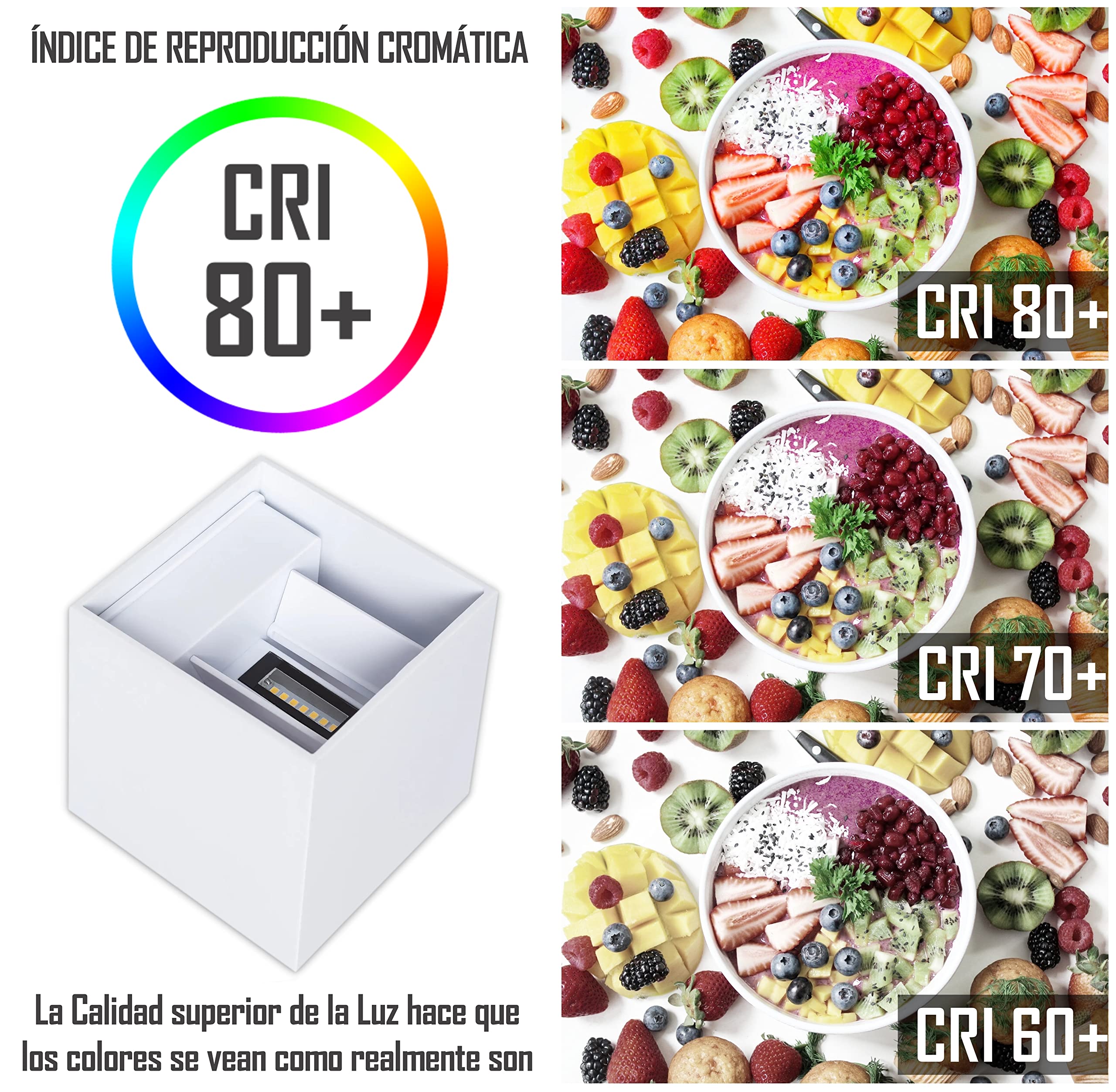 CLAR - Aplique LED Exterior Pared Blanco 10W Luz Neutra 4000Kº (Pack 6)