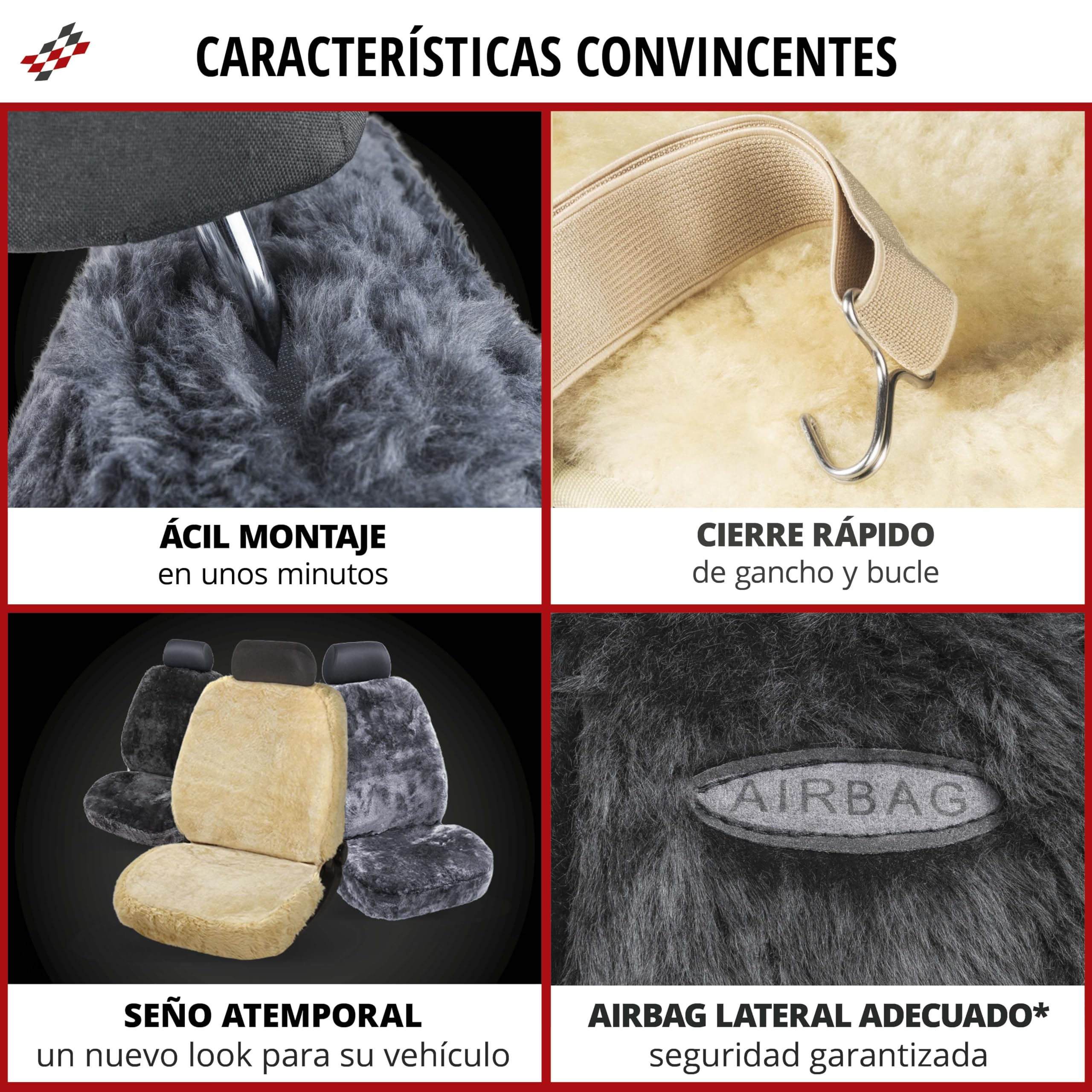 Walser Funda de Asiento de Piel de Cordero para Coche Trish, Premio Muy Bueno* Funda de Asiento de Piel de Cordero para Coche, 1 Pieza Antracita