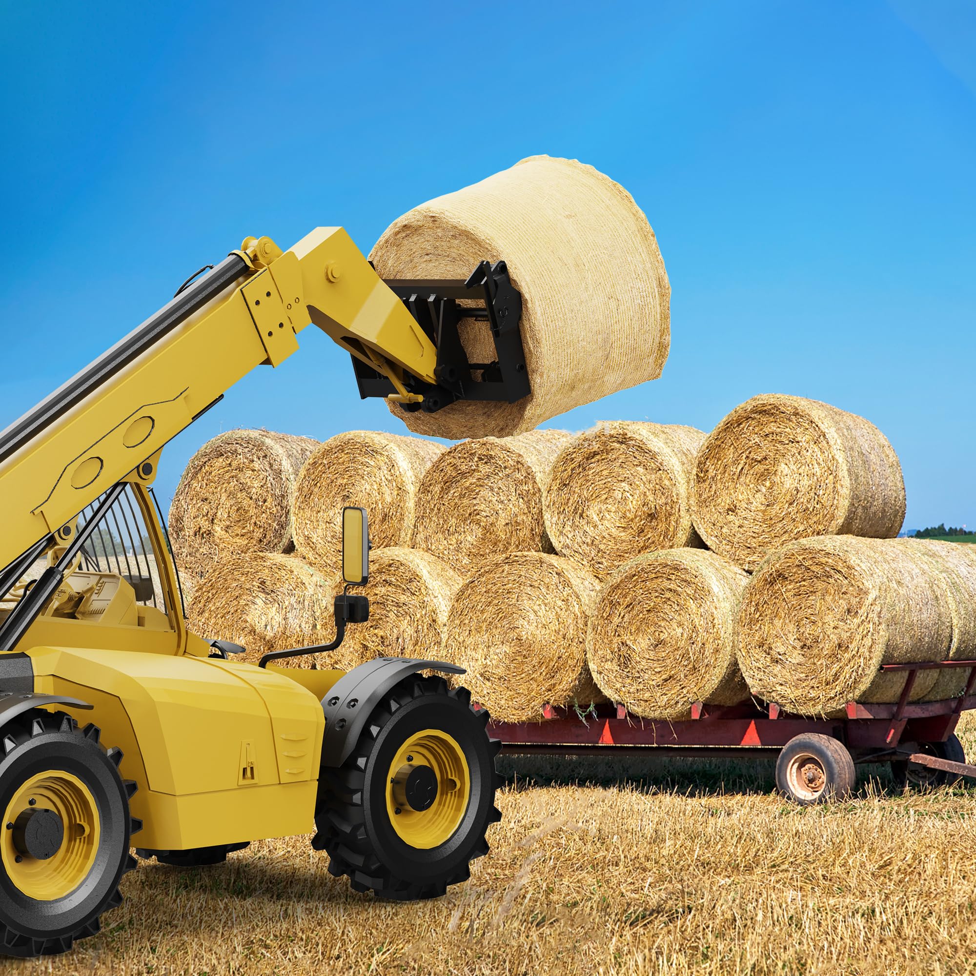 Garvee Lanza para Pacas de Heno 124,5 cm Pincho para Tractor de Acero 60SI2MN con Manguito Soldable Juego de 3 Piezas para Fardos Redondos y Cuadrados Capacidad 1360 kg Accesorio Agrícola Rojo