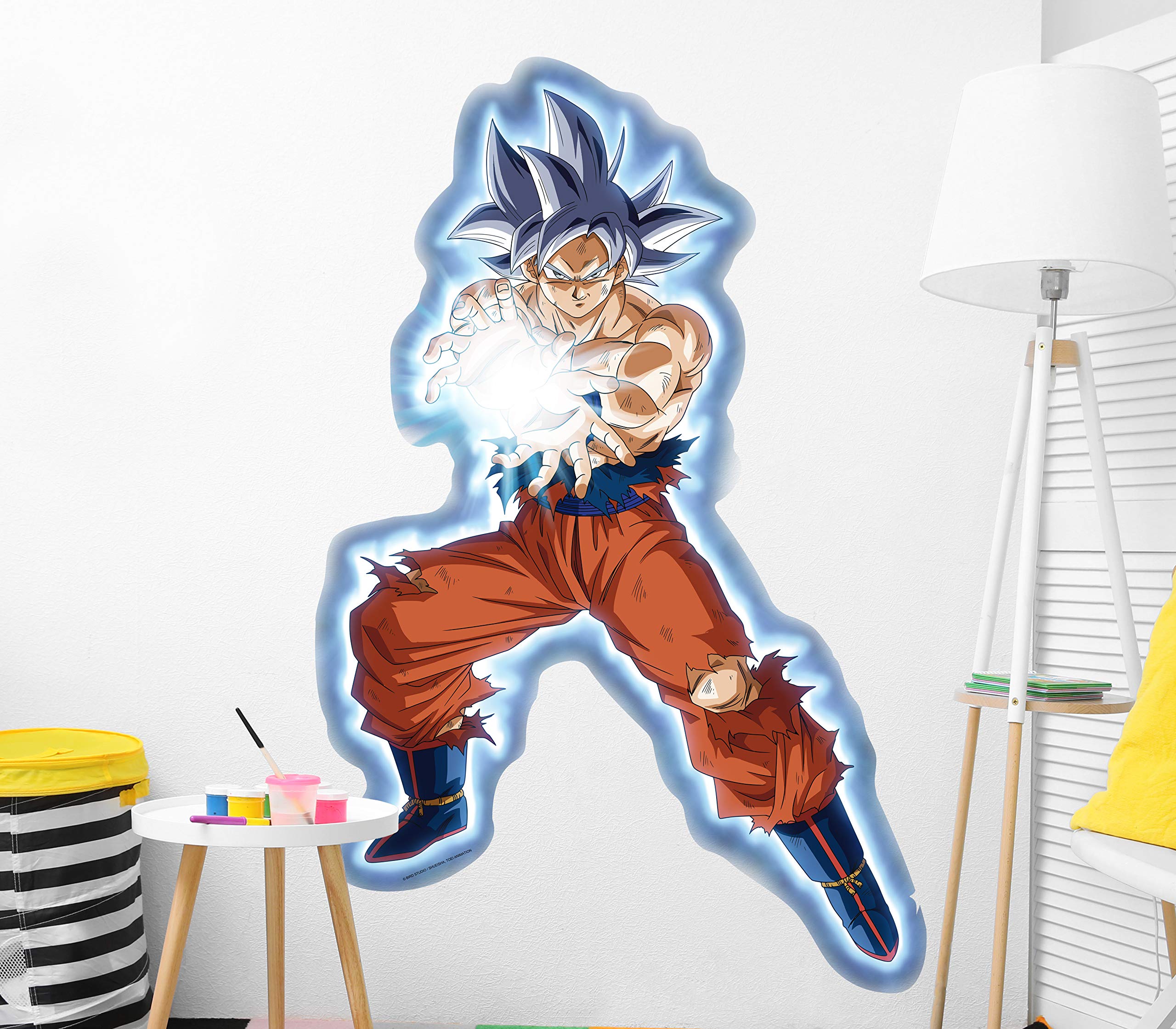Vinilo de Pared Tamaño Real Dragon Ball Super Goku Ultra Instinto Onda Vital Producto Oficial | 111x170 cm |Vinilo para Paredes | Producto Original | Vinilo Adhesivo | Mural | Decoración Hogar | DBS