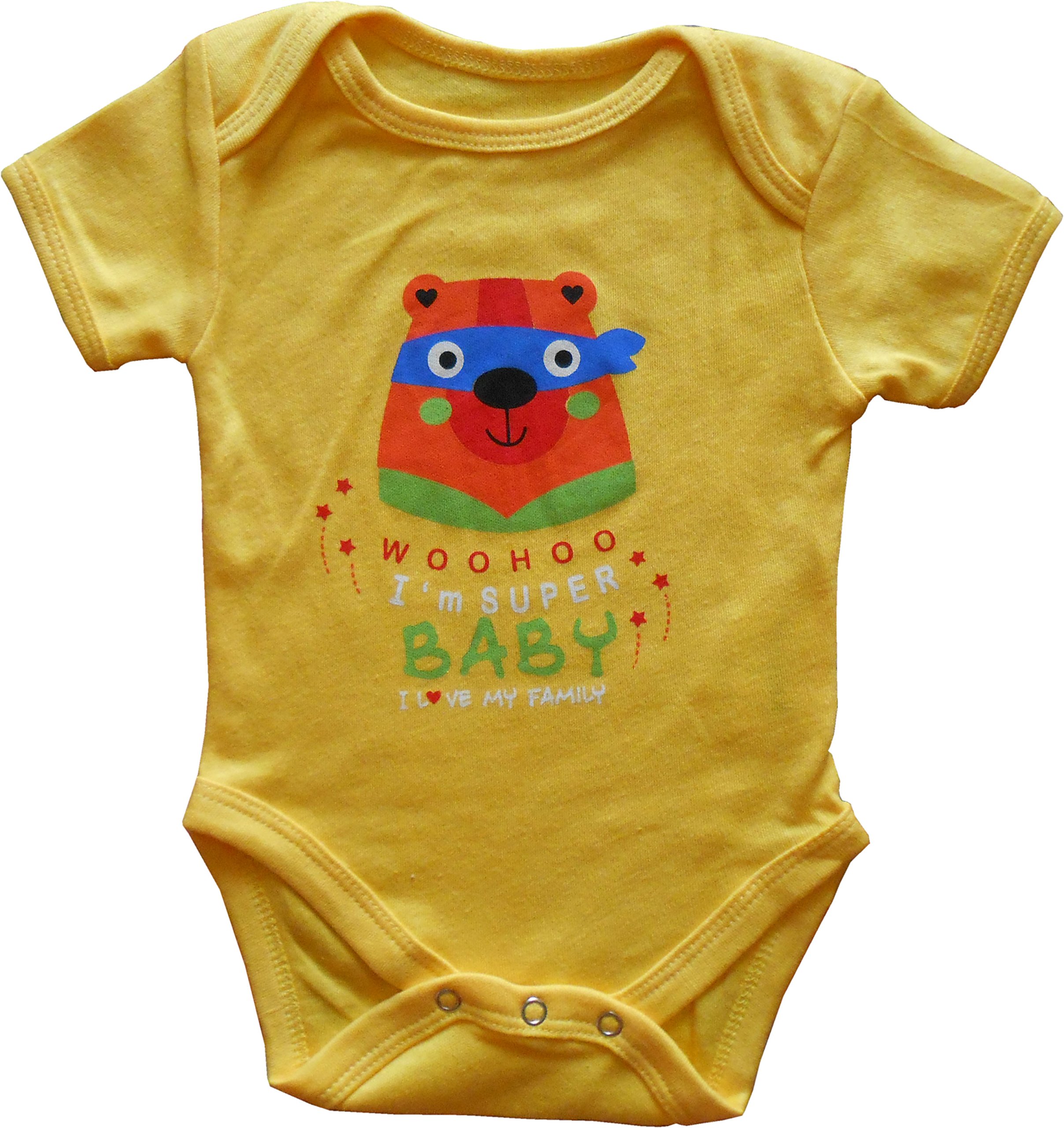 Tinchuk Soft Cotton Multi Color Body Suit Romper for New Born Baby I Love My Family Pack of 3 Yellow RED Blue (9-12 Months) 2