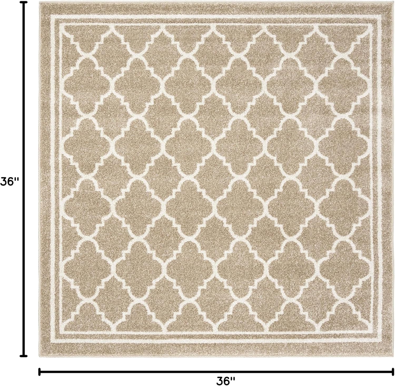 SAFAVIEH Amherst Collection Area Rug - 3' Square, Wheat & Beige, Moroccan Trellis Design, Non-Shedding & Easy Care, Ideal for High Traffic Areas in Living Room, Bedroom (AMT422S)
