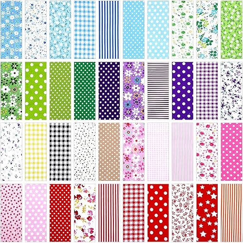 Miniatura 7 de Paquete de 40 piezas de tela de algodón de 20 x 20 pulgadas, parches cuadrados, multicolor, estampado floral, animales de flores, dibujos animados,