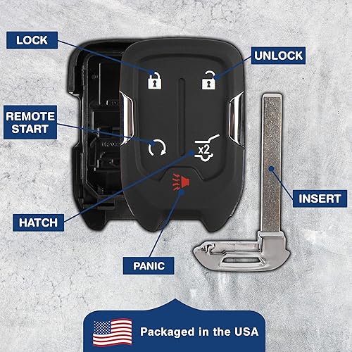 Miniatura 5 de 2 fundas para llavero remoto sin llave 5btn para GMC Chevrolet (HYQ1AA)