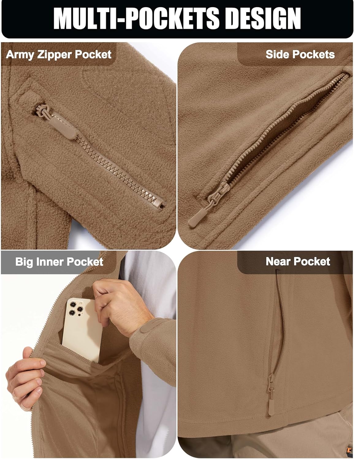 CRYSULLY Men's Military Tactical Sport Warm Fleece Hooded Outdoor Adventure Jacket Coats - Image 6