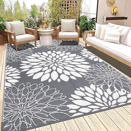 Miniatura 10 de Ileading Alfombra de exterior para patio, 4 x 6 pies, impermeable, reversible, portátil, de plástico, para campamento, interior y exterior, para