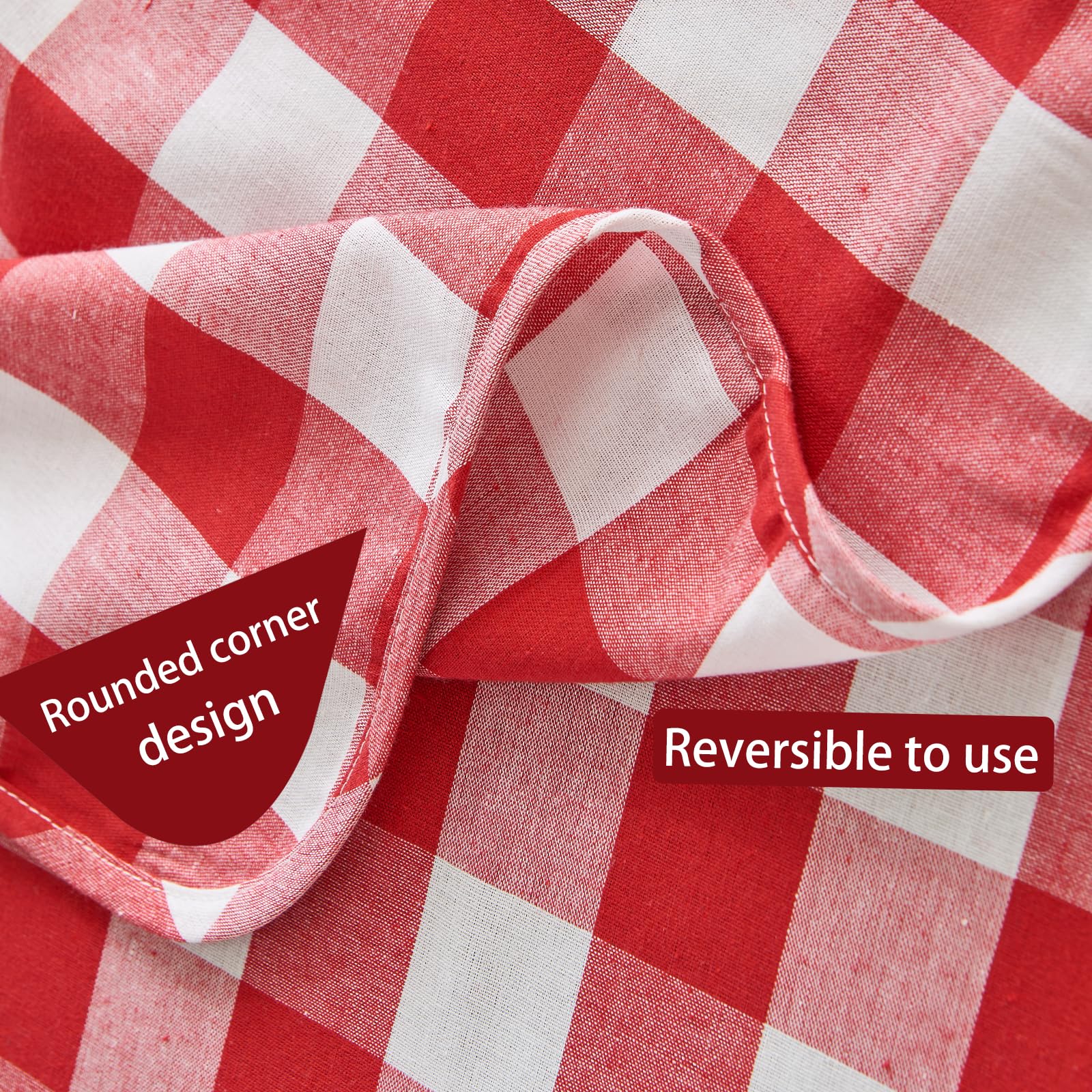 BALCONY & FALCON Gingham Tablecloth Rectangle, Reversible, Water-Resistant - Image 4