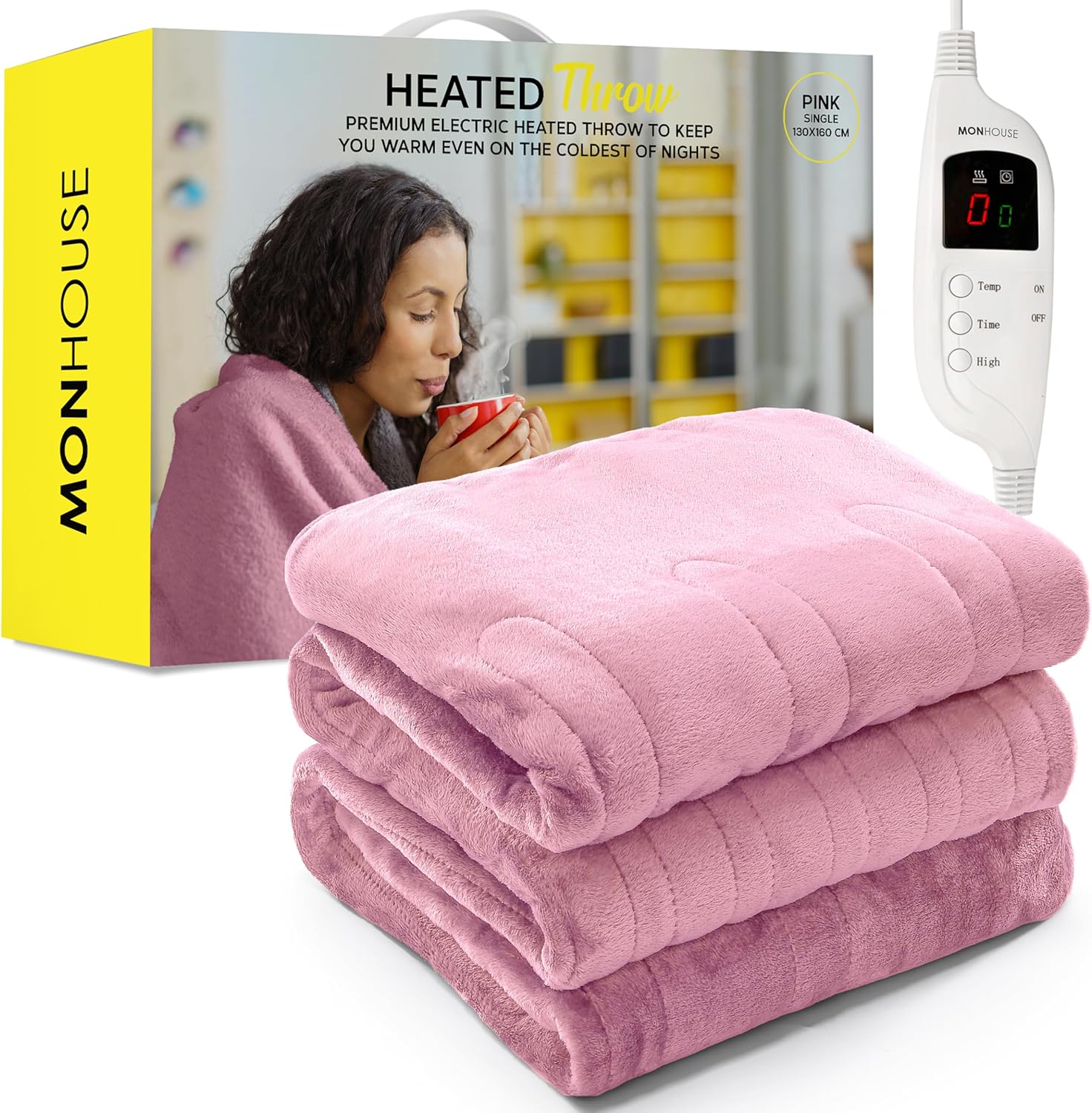 MONHOUSE Heated Throw Electric Blanket Digital Controller Timer