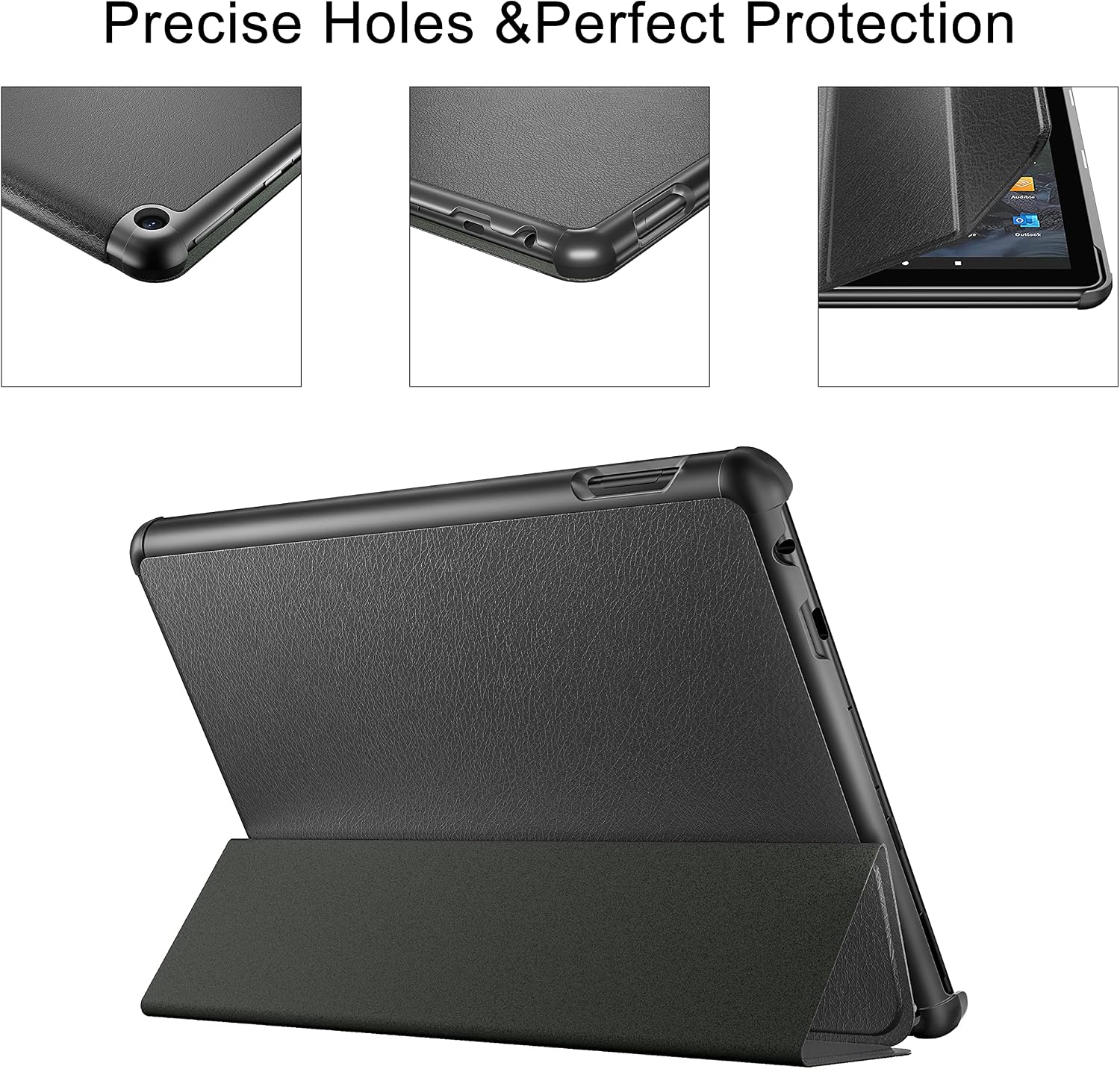 Supveco Case for All New Fire HD 10 Tablet 11th Generation and Fire HD 10 Plus 2021 - Ultra Slim Smart Cover with Auto Wake/Sleep for Fire HD 10 Tablet 10.1 Inch, Black