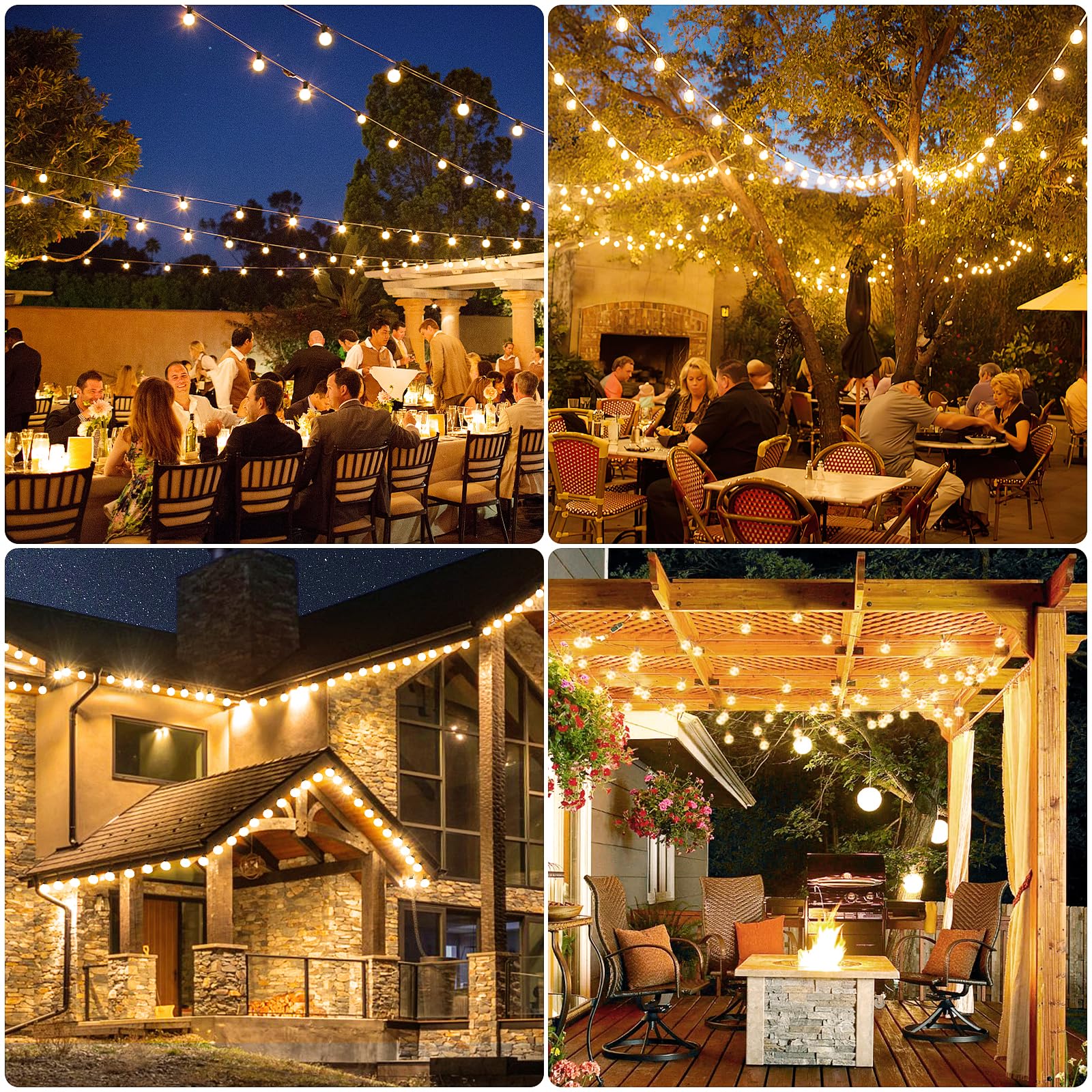 Luci da Catena Luminosa Esterno Giardino - Telecomando 30M Lucine Esterne Impermeabile Luce Gazebo Lampadine Filo Lampada Catene Luminose Esterni per Natale Terrazzo Balcone Matrimonio Partito