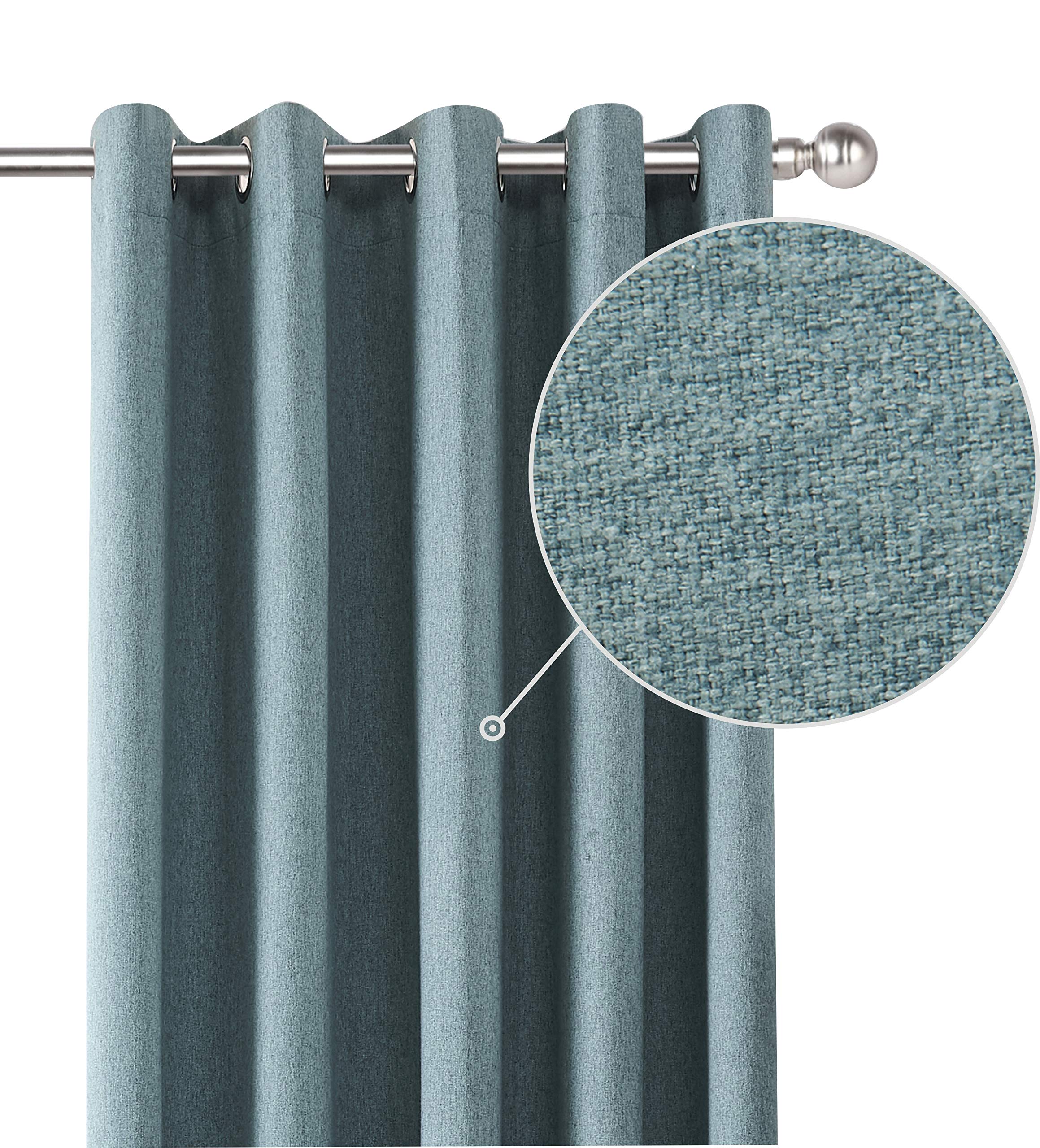 Coastline Luna brushed blackout eyelet curtains Duckegg Teal thermal insulated window treatment 2 panels blinds floor curtains for bedroom,Livingroom,Kids nursery room Width 46" xDrop72