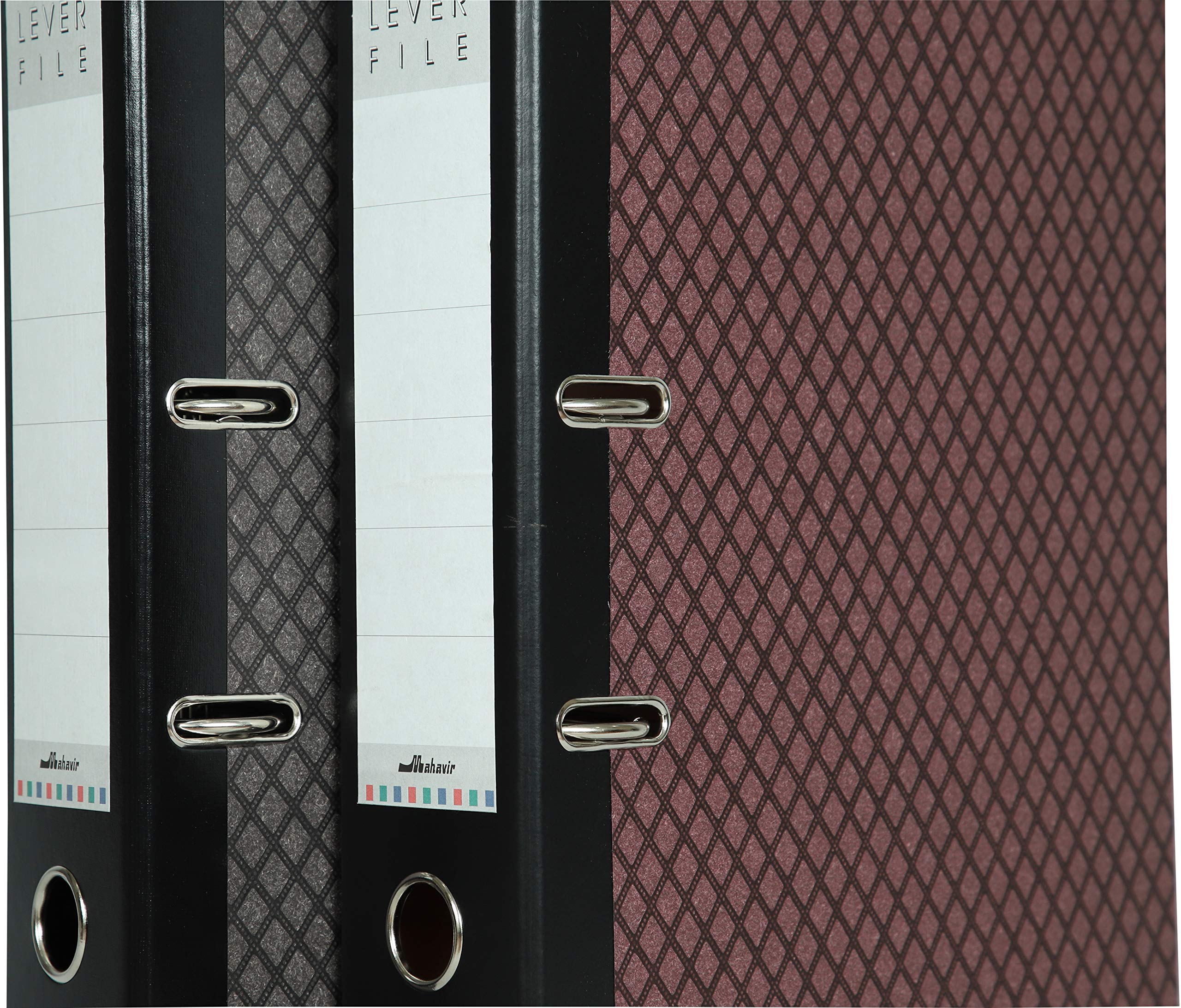 Mahavir Superial - Classeur à levier 2D Format protocole (216 mm x 343 mm), clip 70 mm, couverture thermosensible en papier et fermeture Rado - Lot de 2 - Gris et marron