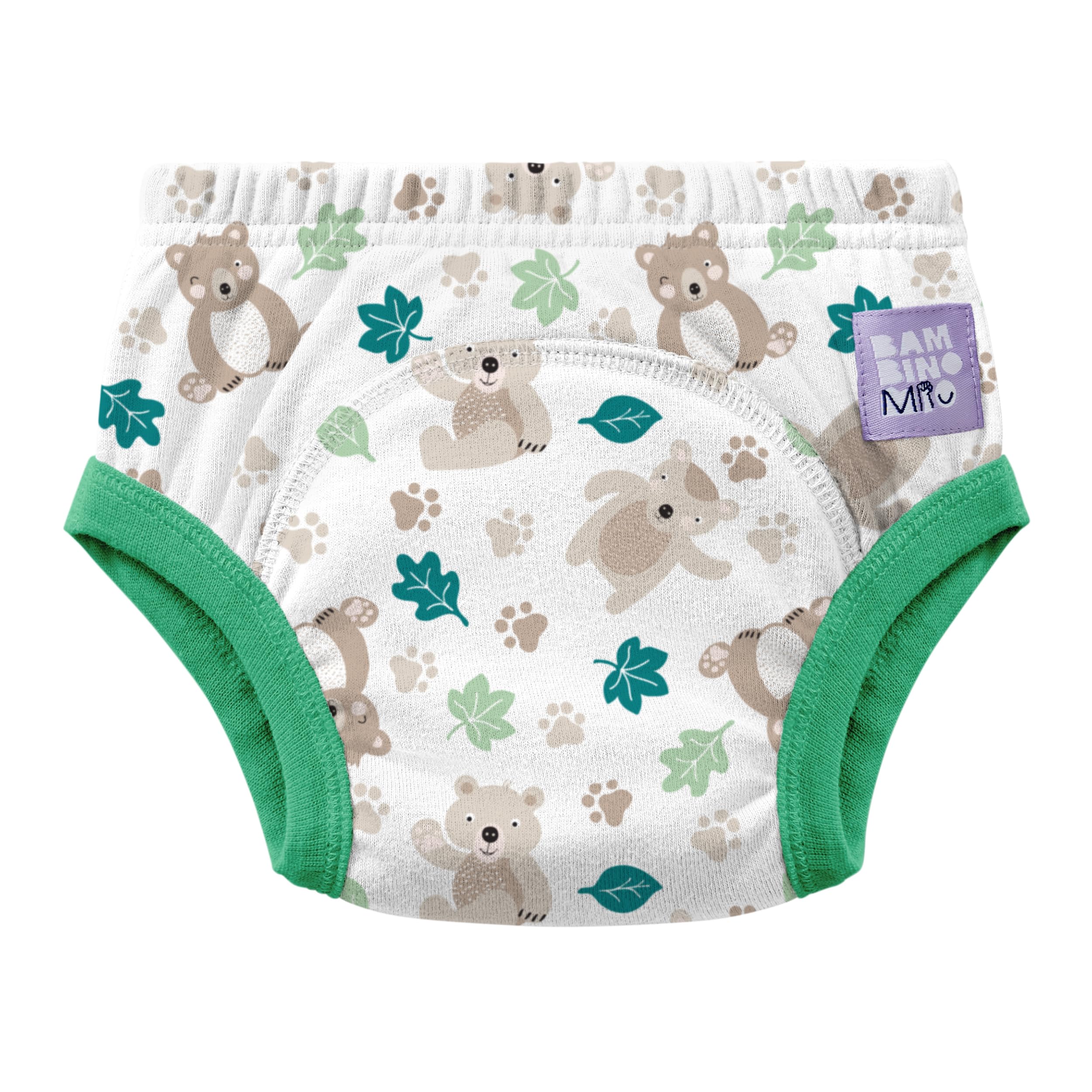 Bambino Mio Reusable Potty Training Pants for Boys and Girls - (Age 18-24 Months) Bear Hugs, Reusable Cotton Underwear for Toddlers