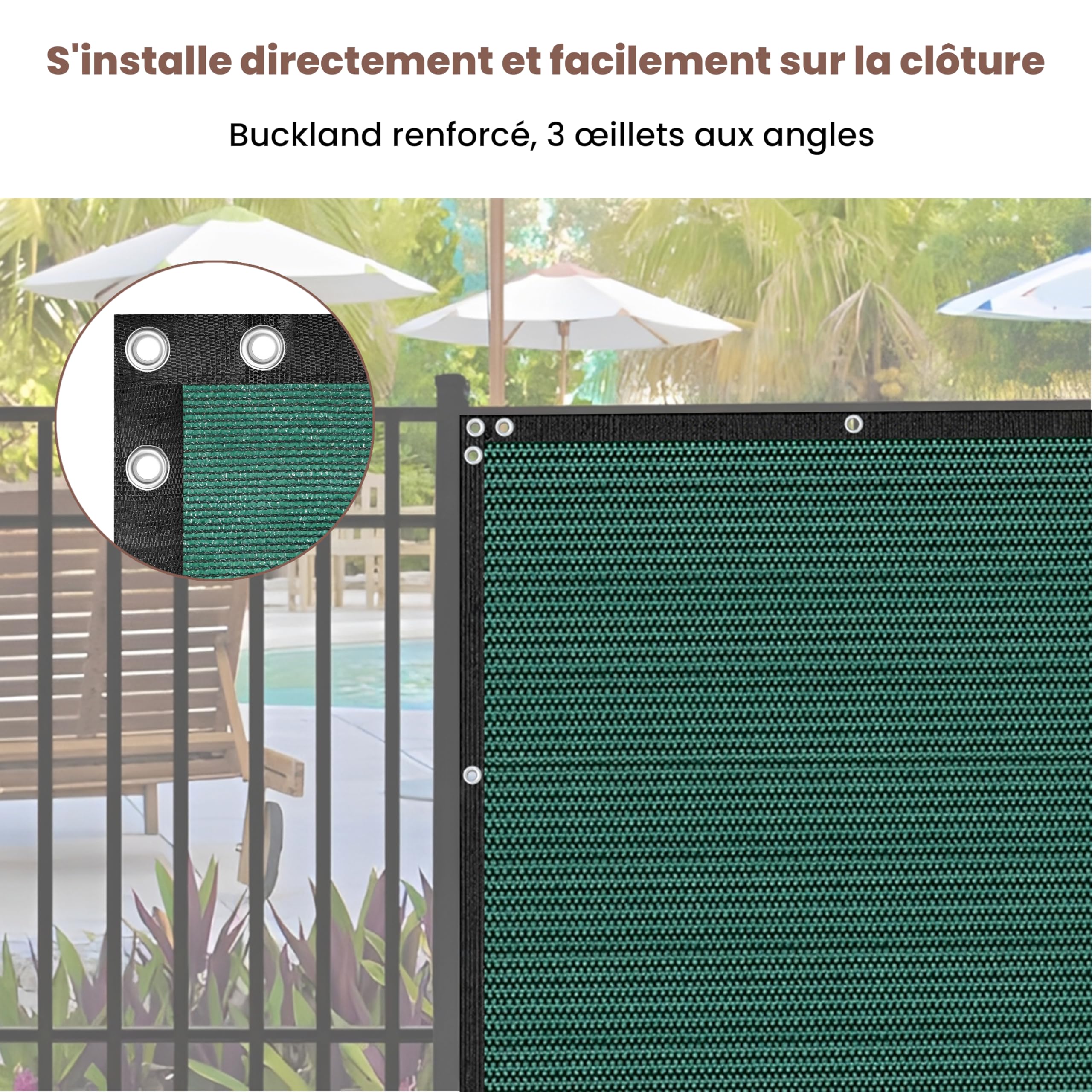 1,2 x 15 M Protection contre la lumière et le vent pour clôtures et balcons, tissu en HDPE, décoration de balcon, protection solaire pour jardin, protection UV