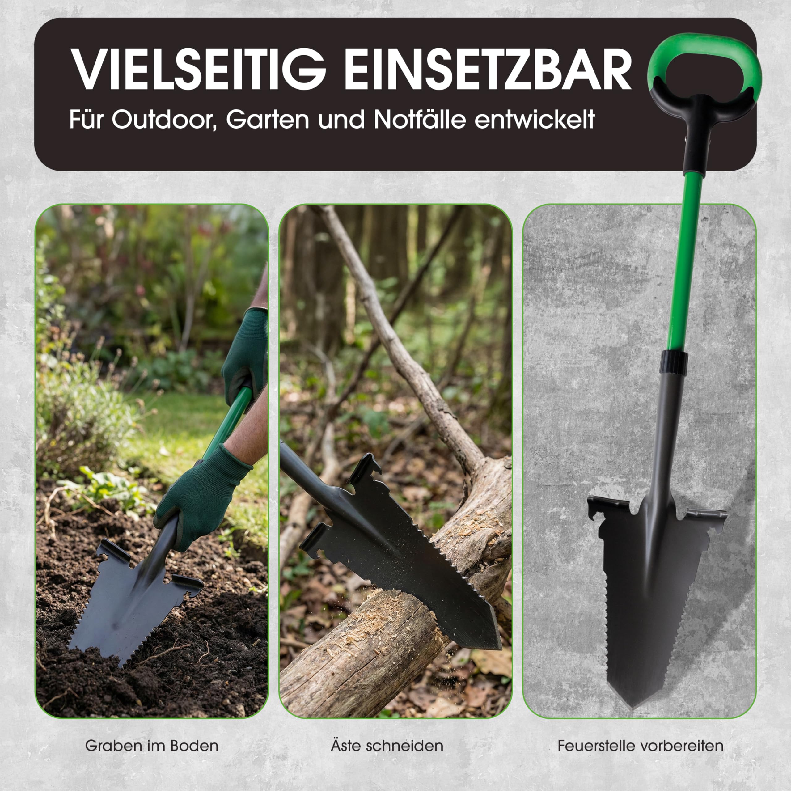 Hammersmith RayzerShovel - Spaten mit Wurzelsäge - Gärtnerspaten für Harte & steinige Böden zum Graben, Schneiden & Sägen - Trittkante für mehr Kraft, für Garten, BAU, Wurzeln entfernen