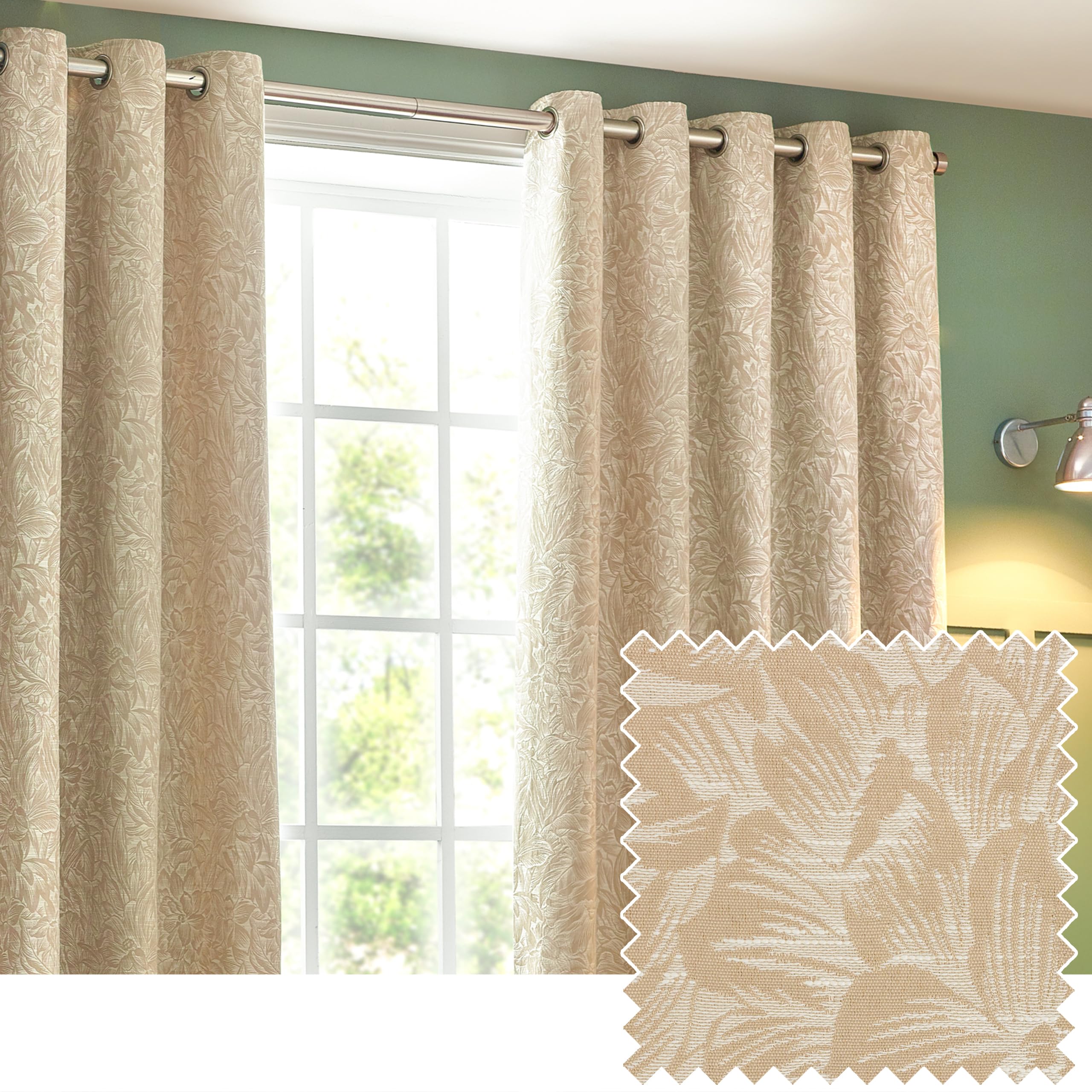 Wylder  Grantley Jacquard Eyelet Curtains - Natural - 168 x 137c