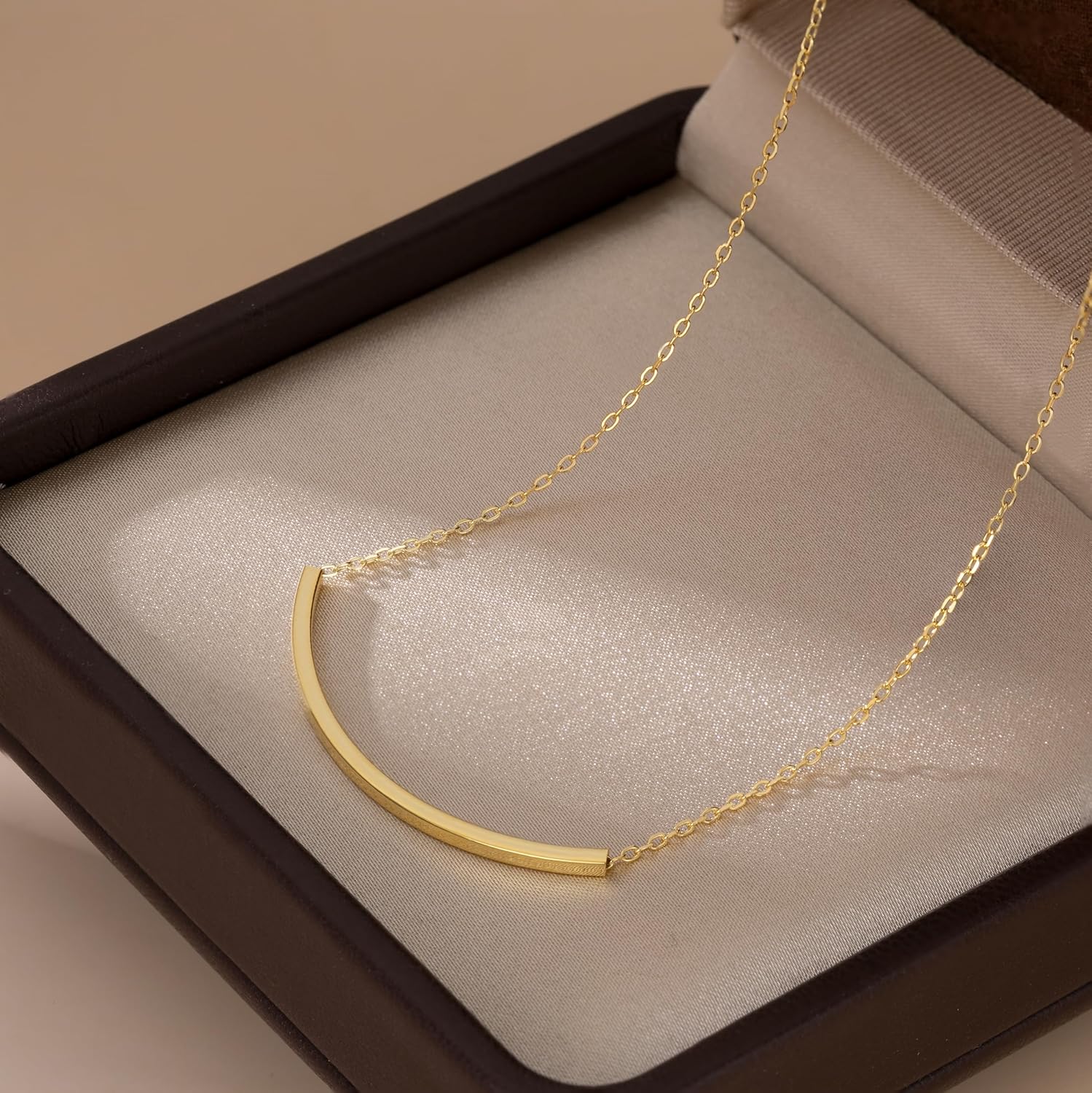 SLUYNZ Solid 925 Sterling Silver Minimalist Bar Choker Necklace for Women Teens Curved Tube Bar Pendant Necklace - Image 5