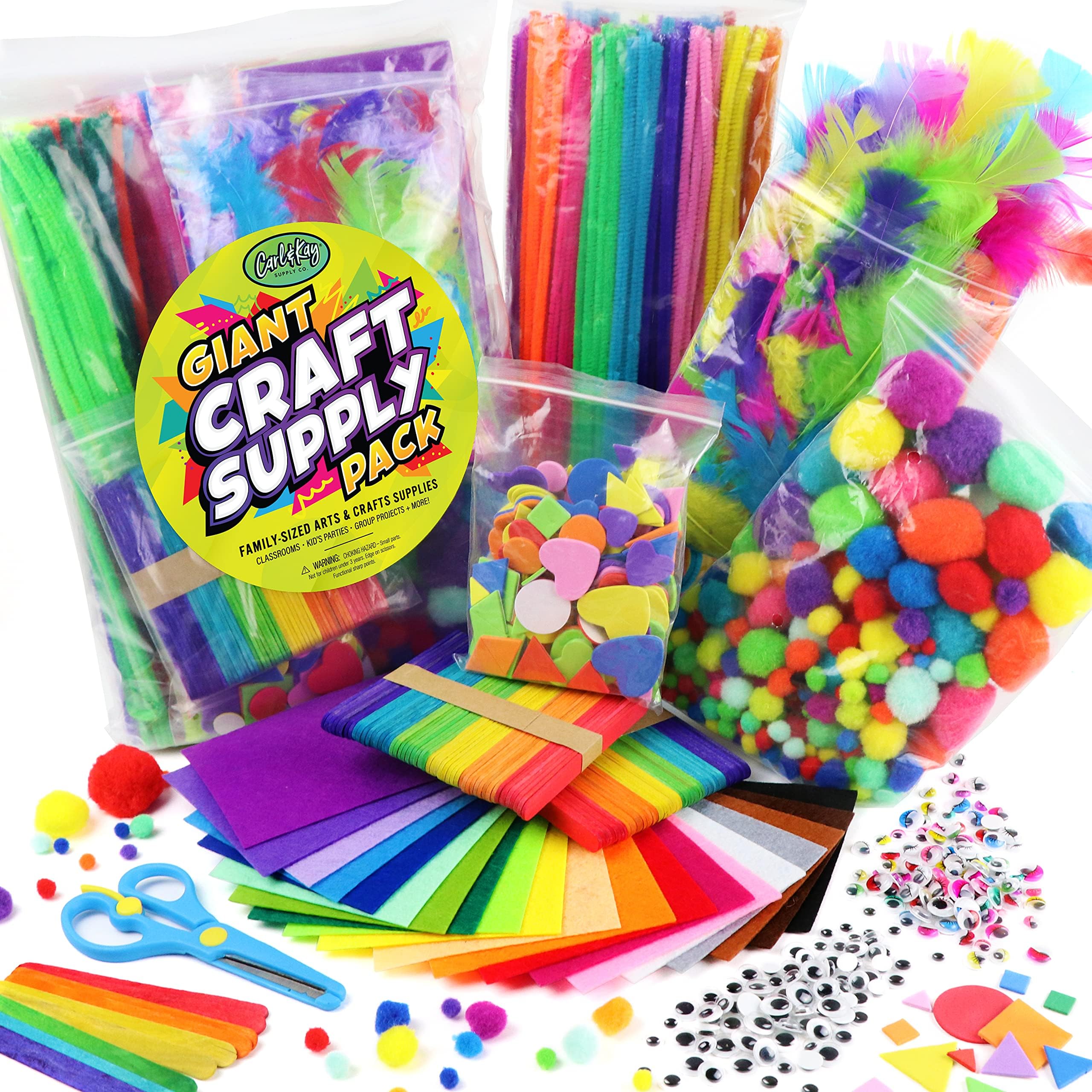 Arts and Crafts Supplies Kit for kids - Boys and Girls age 4 5 6 7 8 years old - Toddler Art Set Activity Materials in Bulk - Great for Preschool, Homeschool, and Kindergarten DIY Crafting Projects