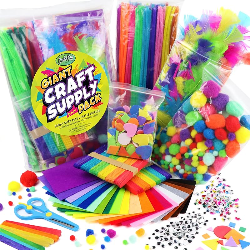 Kit de suministros para artes y manualidades para niños - Niños y niñas de 4 5 6 7 8 años - Conjunto de arte para niños pequeños Materiales de actividad a granel - Ideal para proyectos de manualidades de bricolaje en preescolar, hogar y jardín de infantes
