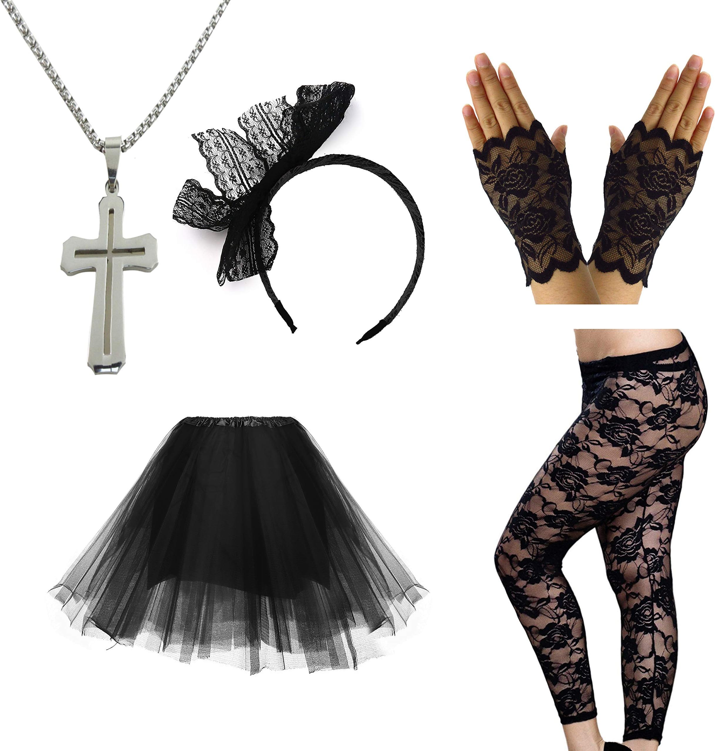80s Pop Diva Costume Accessories for Women Madonna Party Outfit, Style a, One Size