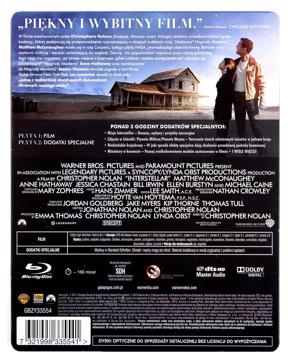 Interstellar Steelbook [2Blu-Ray] [Region Free] (English audio. English subtitles)