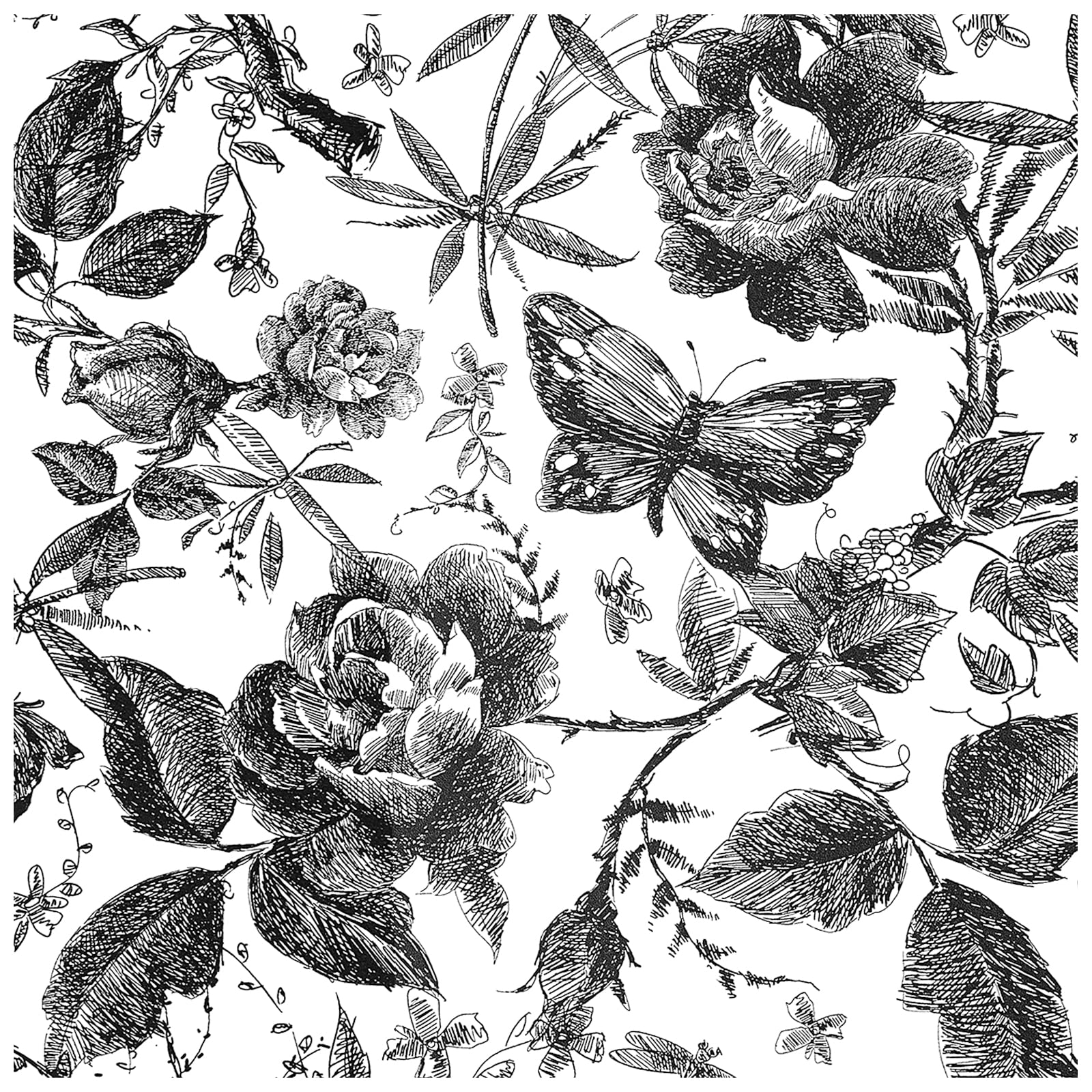 Black And White Vintage Roses Wallpaper