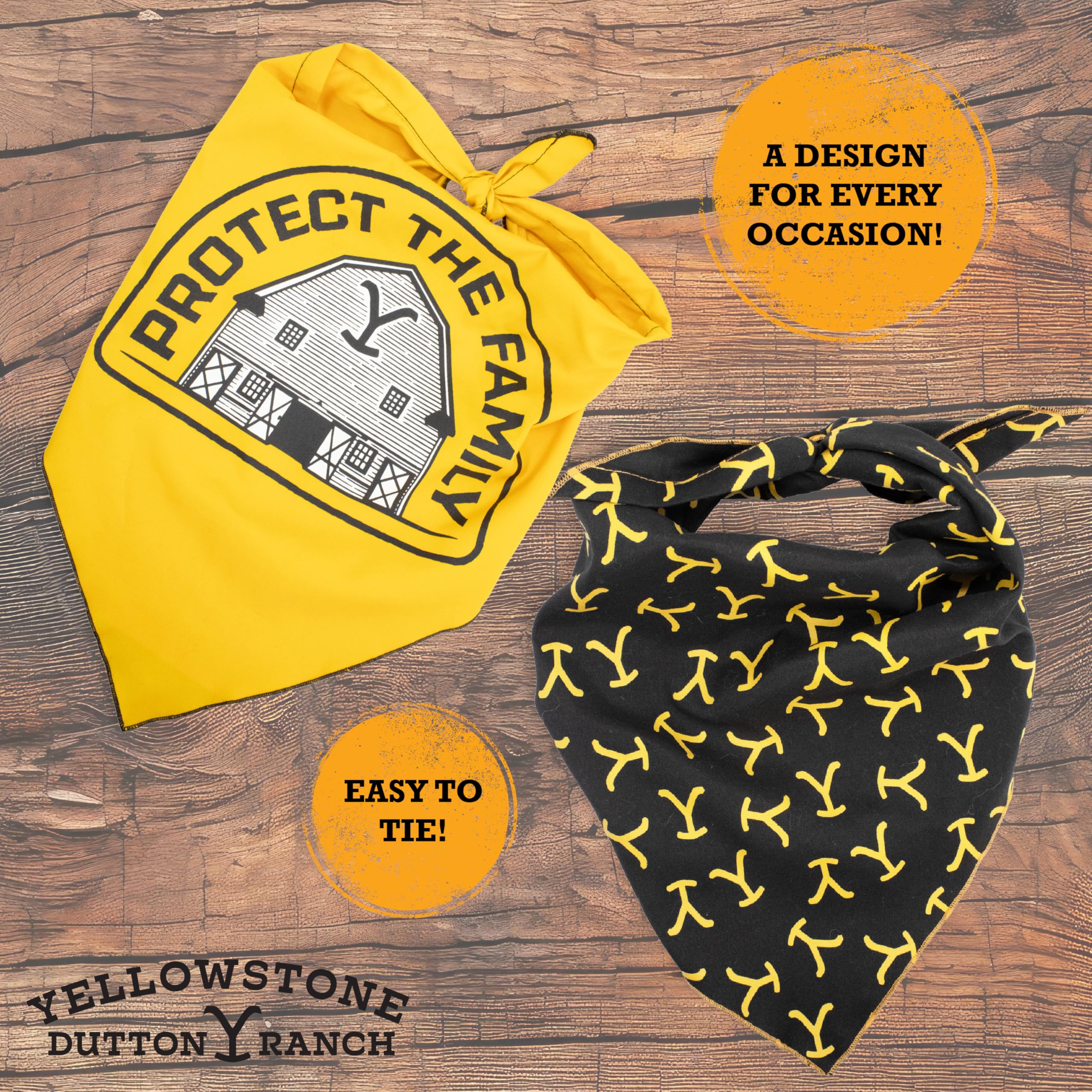 Yellowstone Offizielles Hundebandana-Set – 2 Stück, Dutton Ranch Design, Für Mittelgroße/große Hunde, 100% Polyester