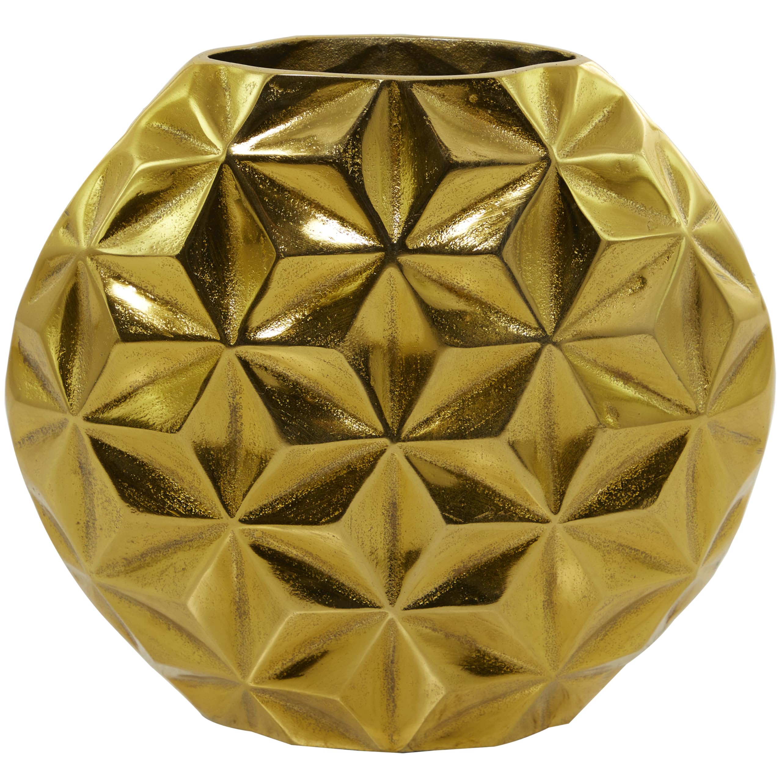 CosmoLiving by Cosmopolitan Aluminum Metal Geometric Decorative Vase Faceted Centerpiece Vase, Flower Vase for Home Decoration 12" x 4" x 11", Gold