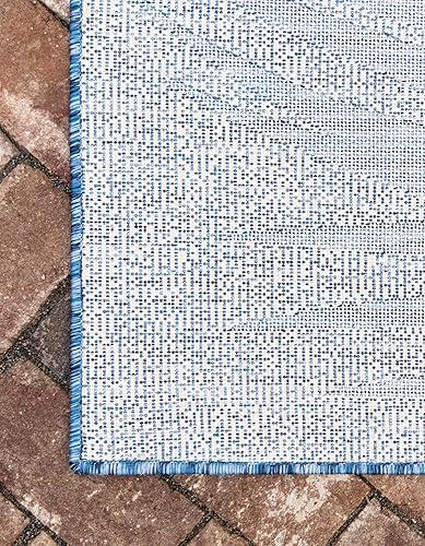 Miniatura 7 de Unique Loom - Tapete de la colección Outdoor Botanical, diseño de palmera (2pies x 6.1pies, para pasillo, color azulazul marino)