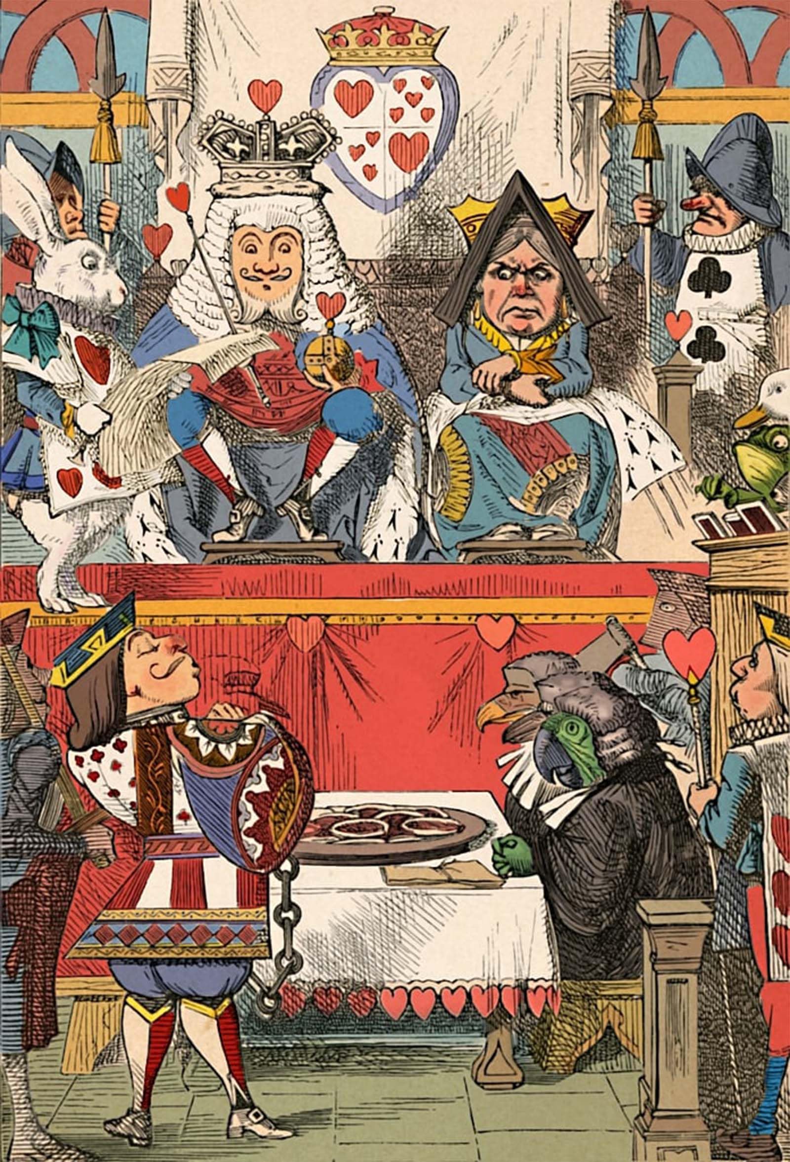 POSTERIIk Famous Modern Artwork Art Mural the King and Queen of Hearts in Court by Tenniel Oil Paintings Pictures for Home Decor 60x90cm