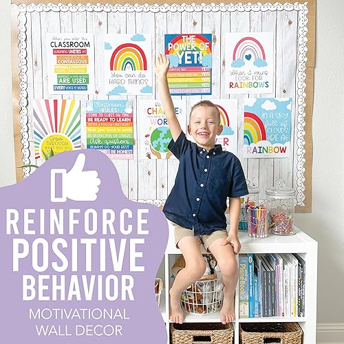 Miniatura 2 de Hadley Designs Carteles motivacionales para el aula, 9 arte de pared de mentalidad de crecimiento para profesores, decoraciones duraderas para el