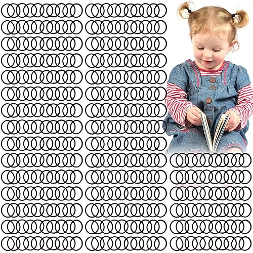 CÉLLOT 360 ligas elásticas negras para el cabello, 0.8 pulgadas de diámetro, sin arrugas, elásticos para el cabello de goma para el cabello,